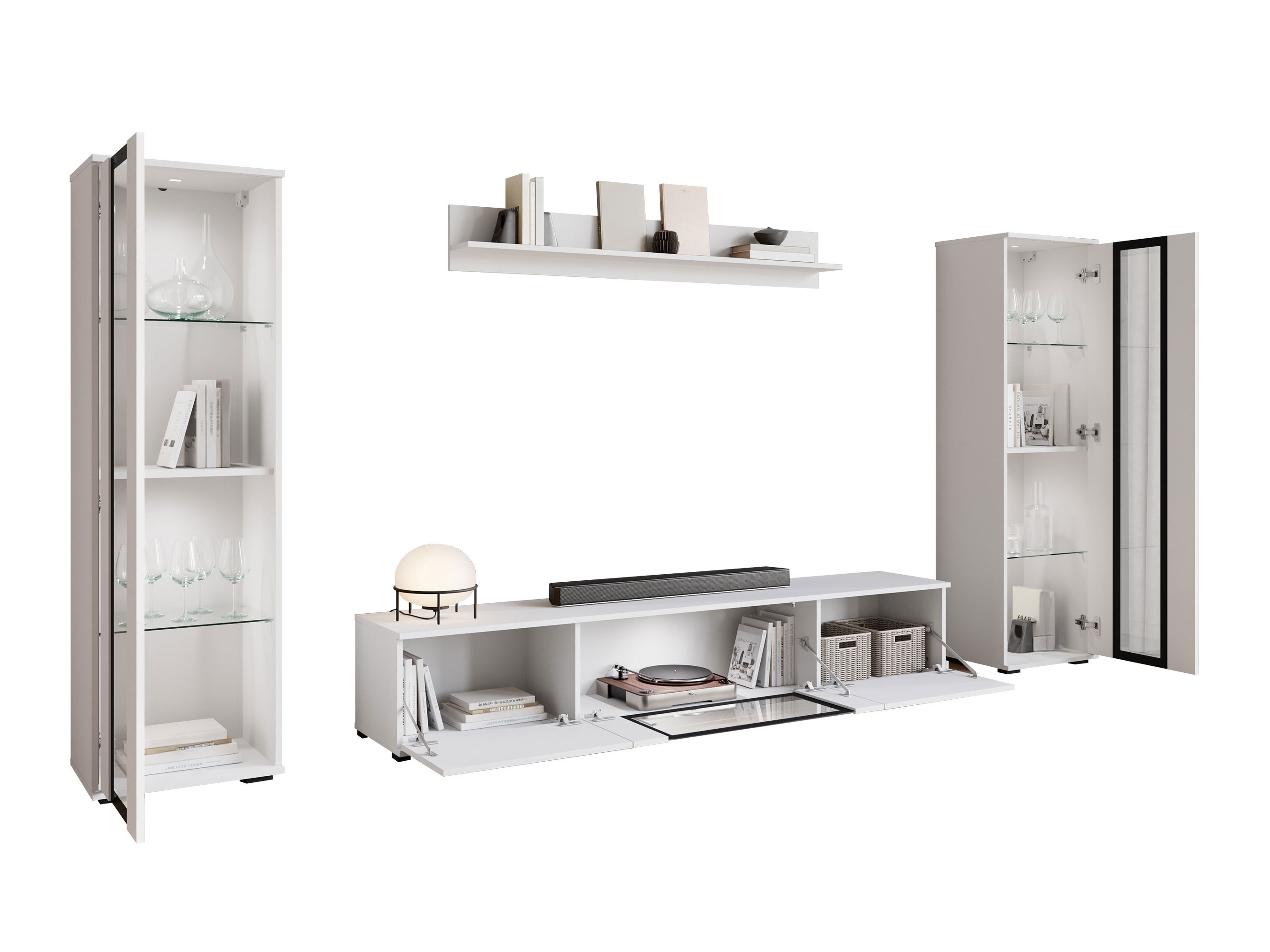 Living room set Torcame 103 (White + Glossy white)