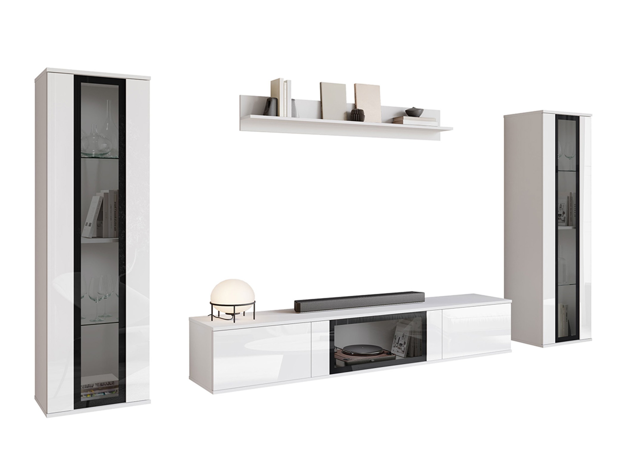 Living room set Torcame 103 (White + Glossy white)