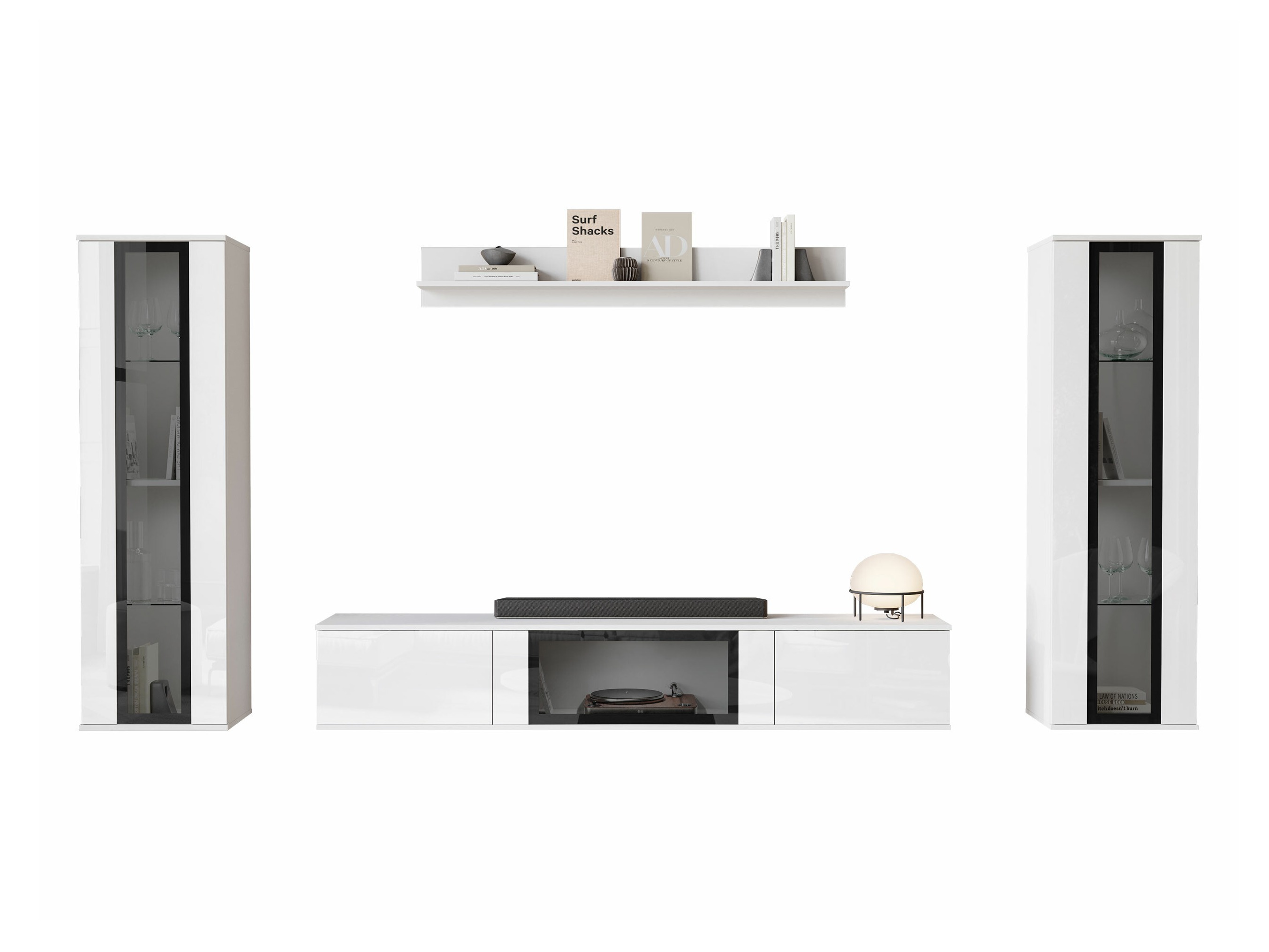 Living room set Torcame 103 (White + Glossy white)