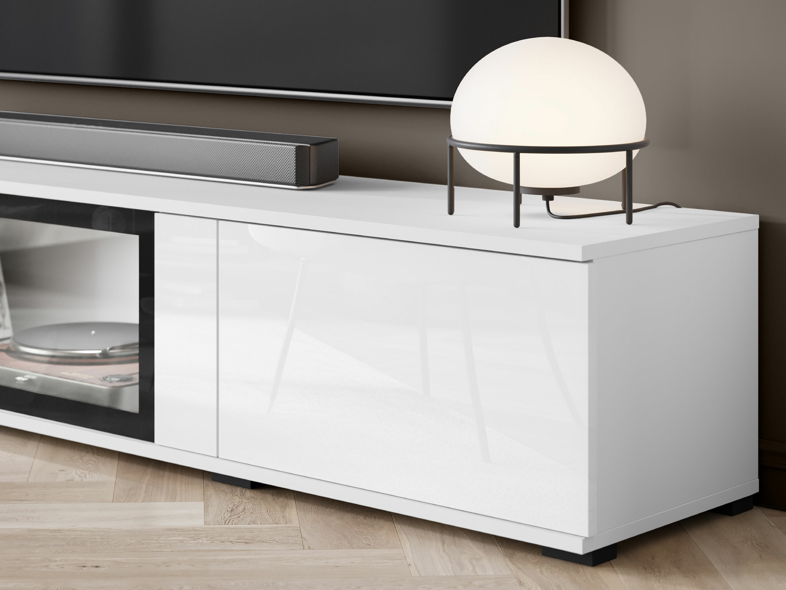 Living room set Torcame 103 (White + Glossy white)