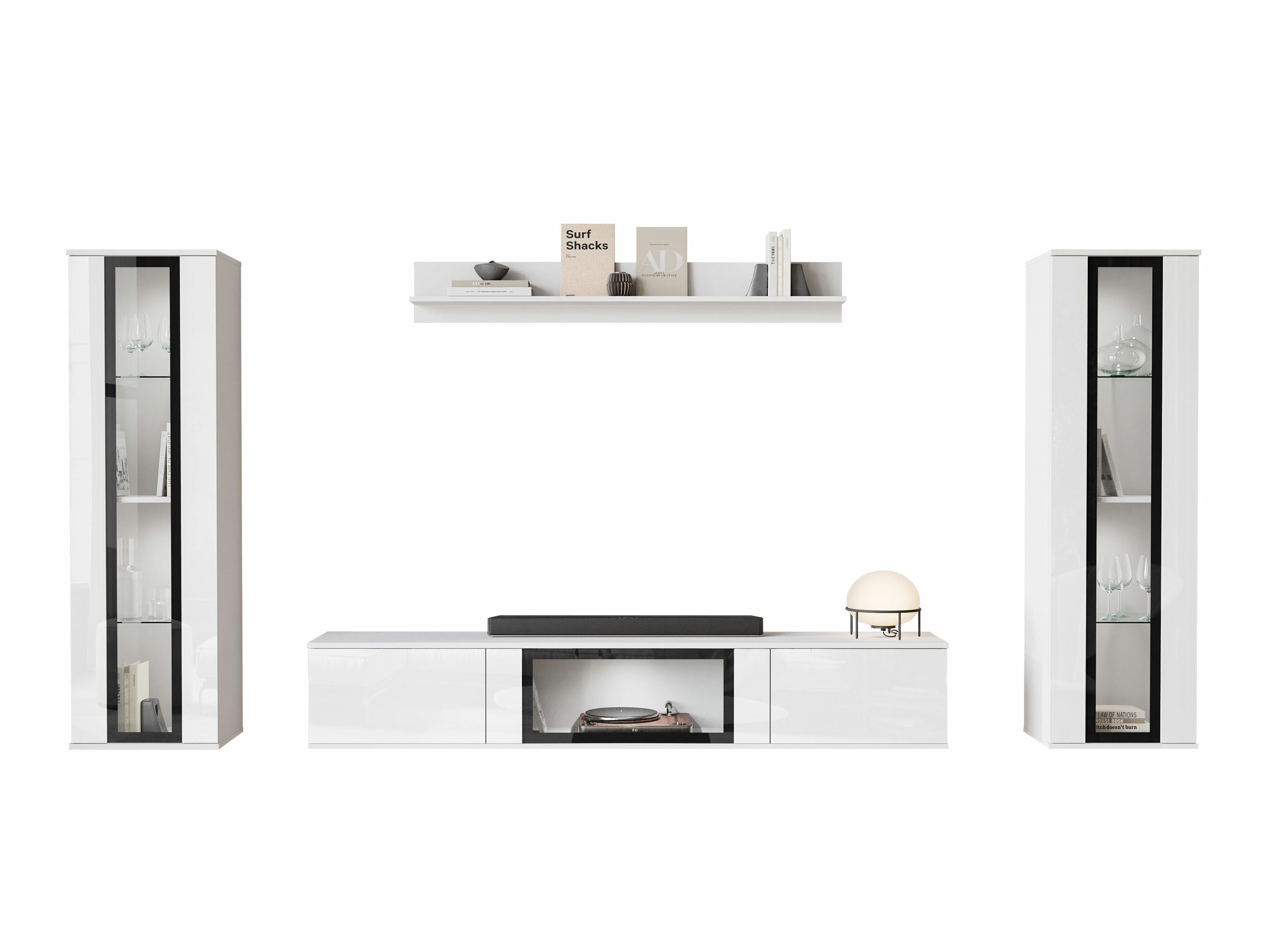 Living room set Torcame 103 (White + Glossy white)