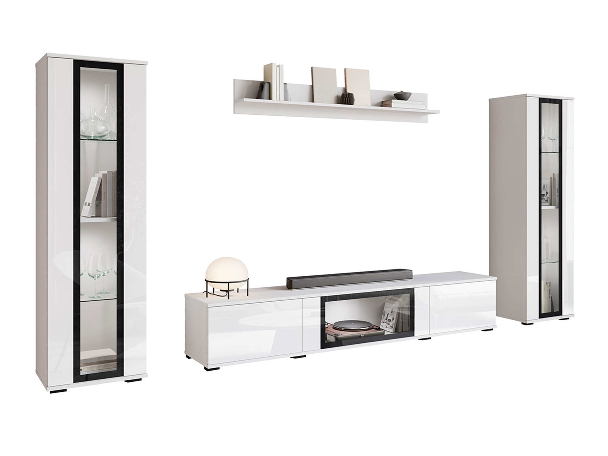 Living room set Torcame 103 (White + Glossy white)