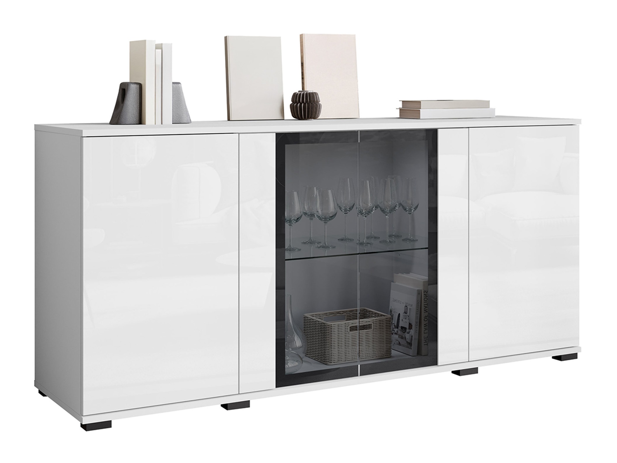 Sideboard Torcame 102 (White + Glossy white)