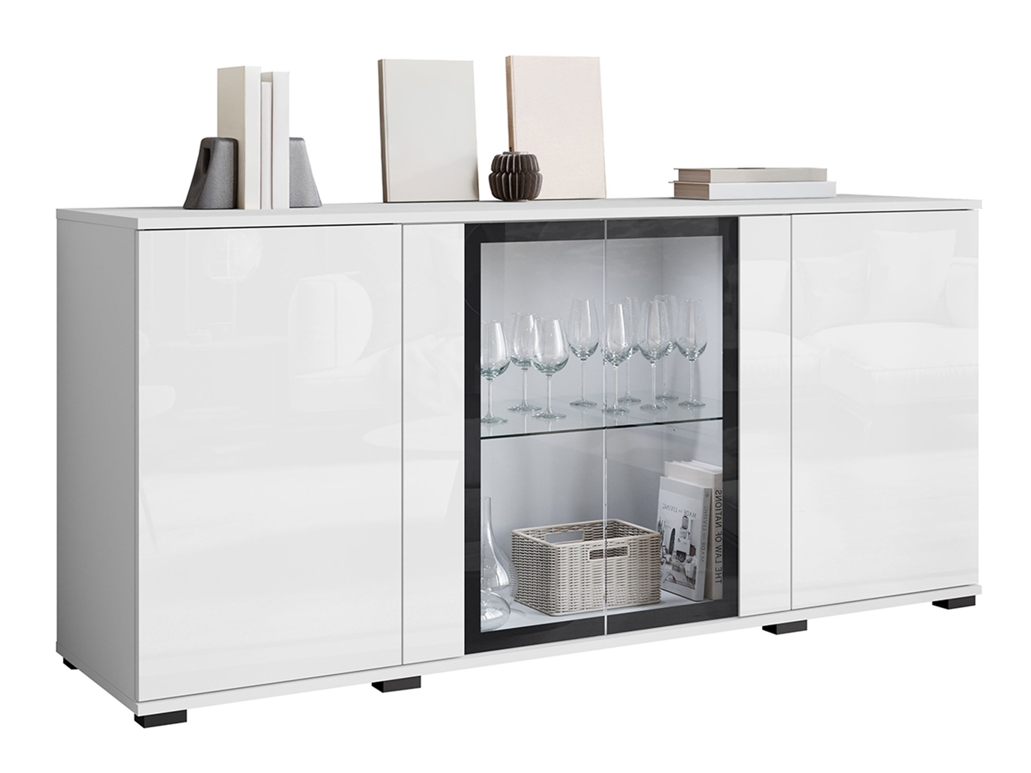Sideboard Torcame 102 (White + Glossy white)