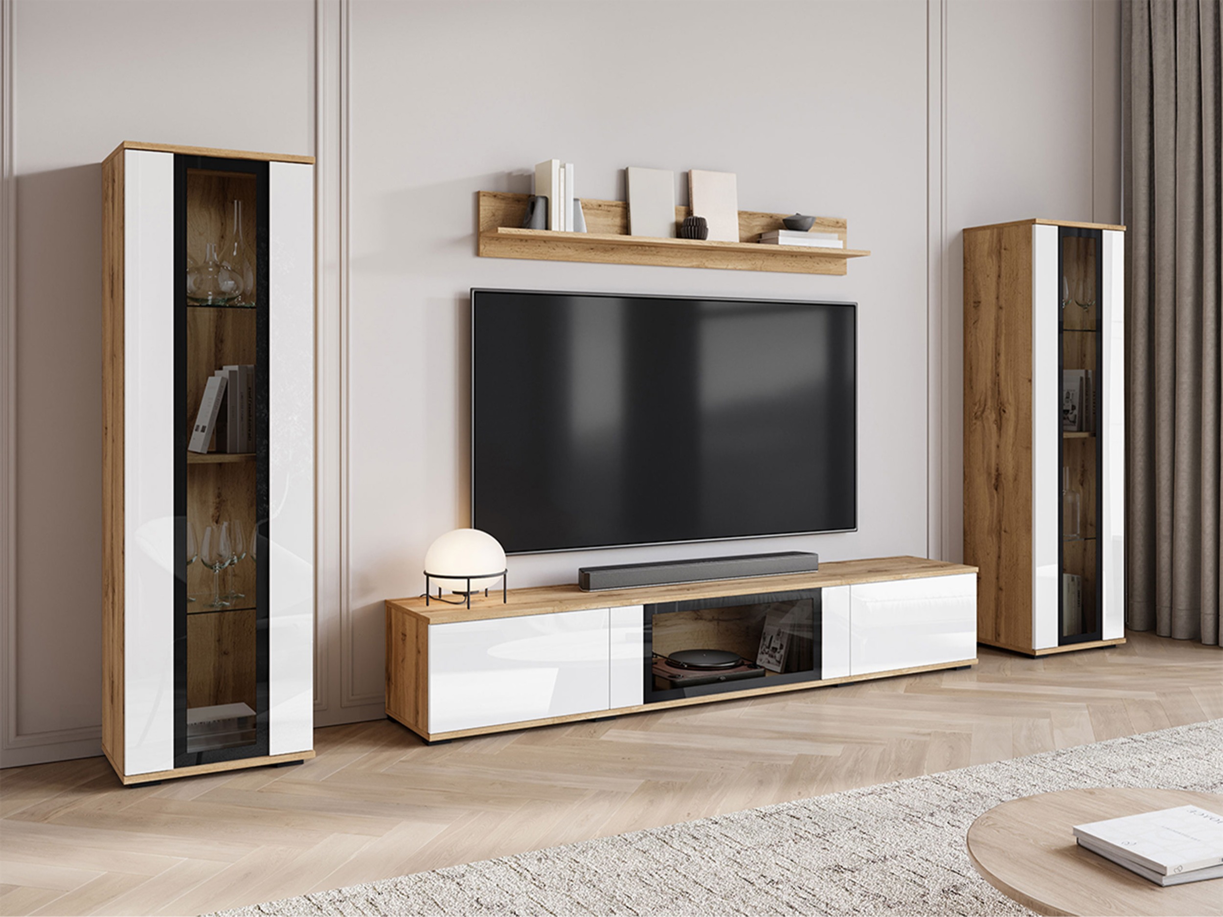 Living room set Torcame 103 (Wotan Oak + Glossy white)