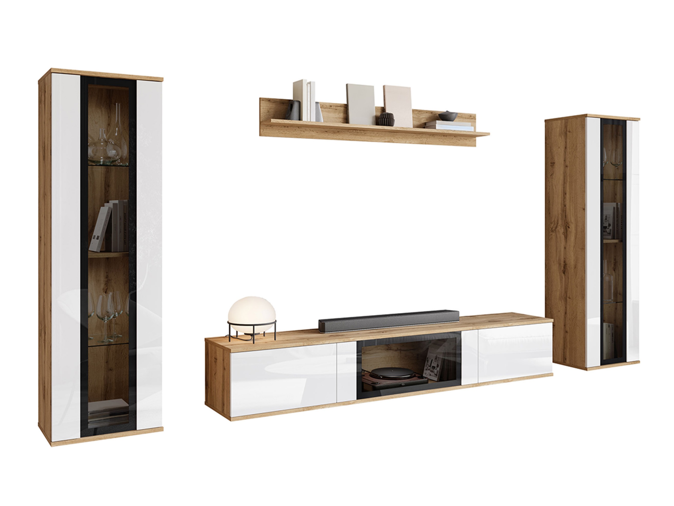 Living room set Torcame 103 (Wotan Oak + Glossy white)