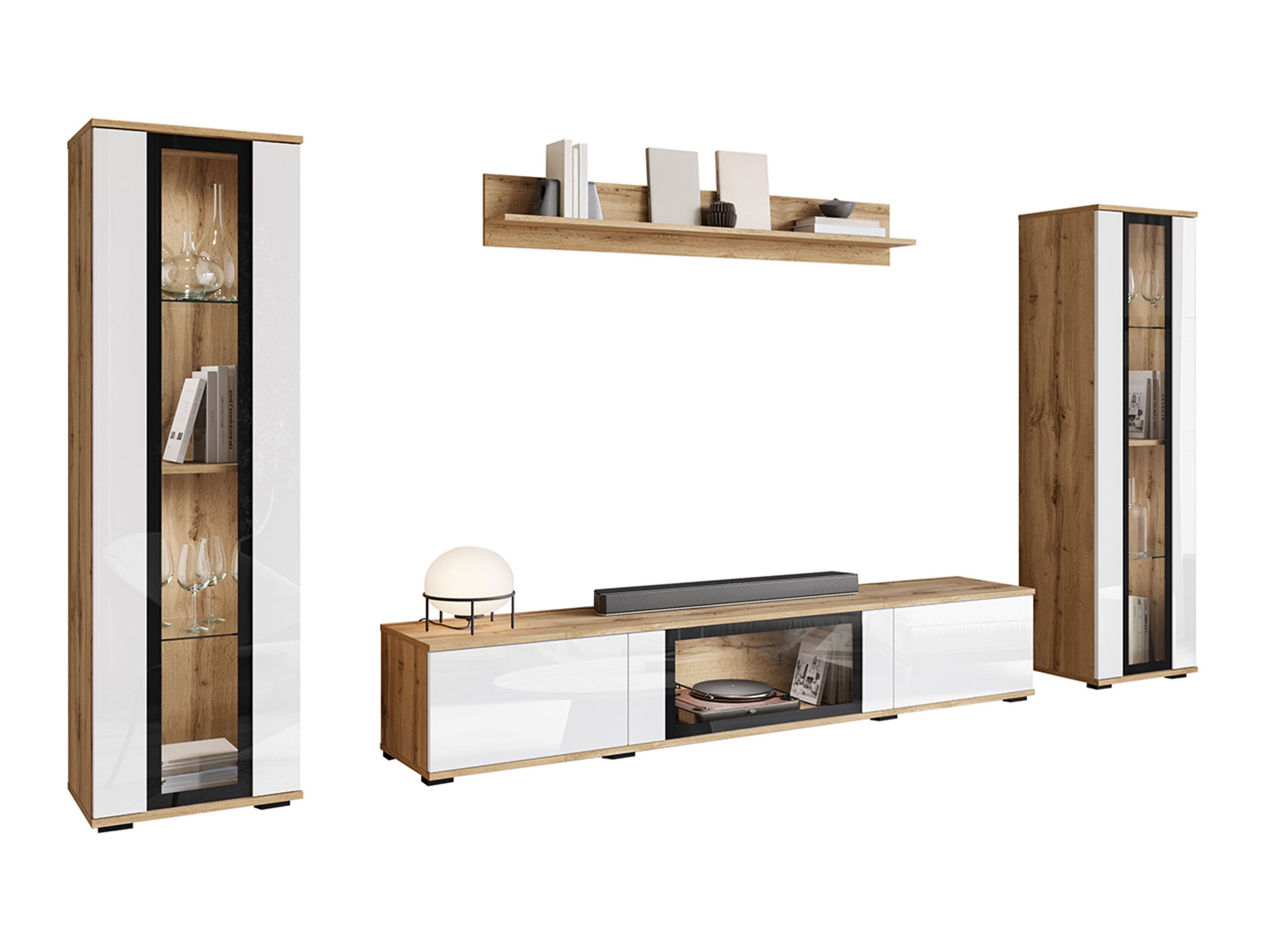 Living room set Torcame 103 (Wotan Oak + Glossy white)