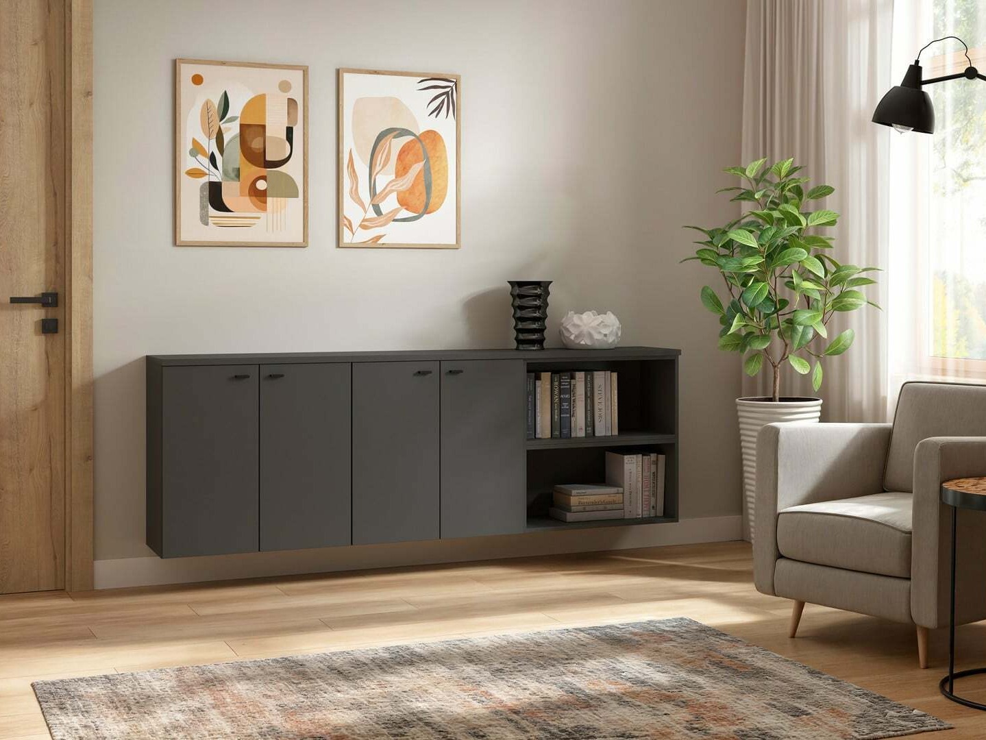 Bookcase Merciru 106 (Graphite)
