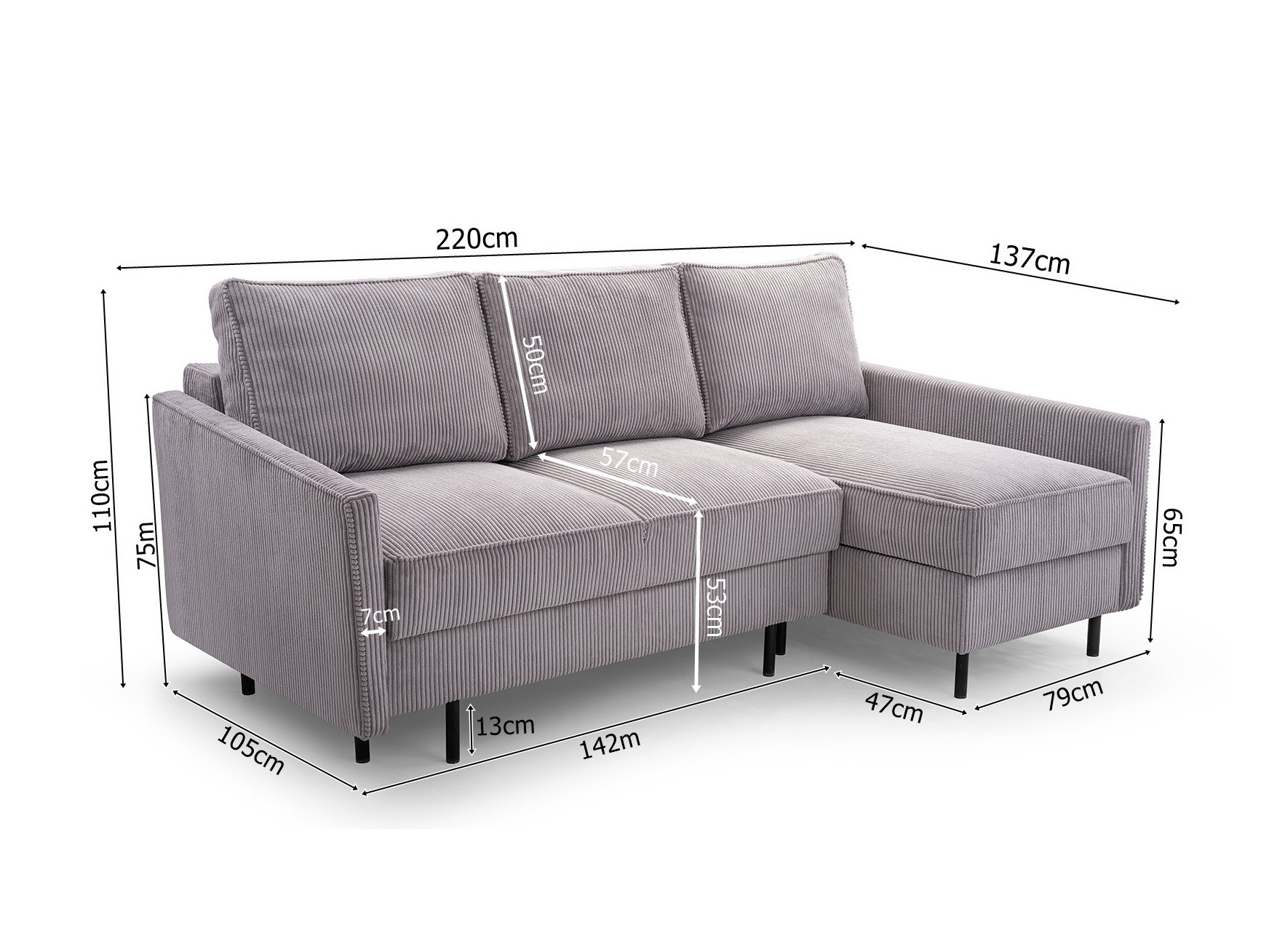 Corner sofa Lufkin 164 (Monolith 84)
