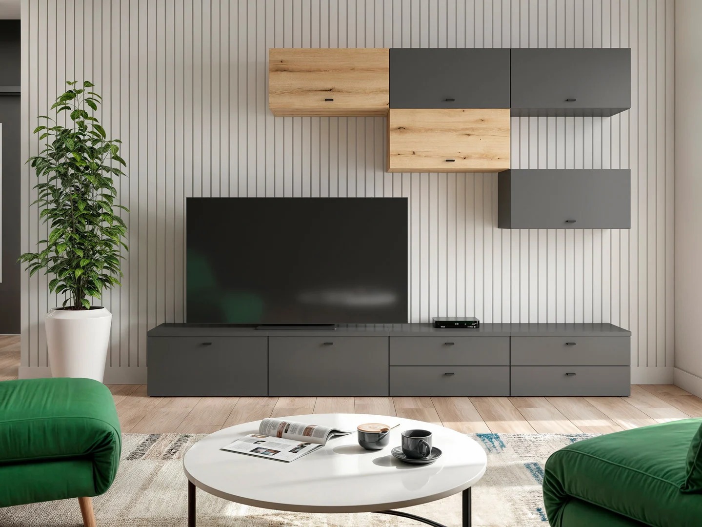 Living room set Merciru 111 (Graphite + Oak)