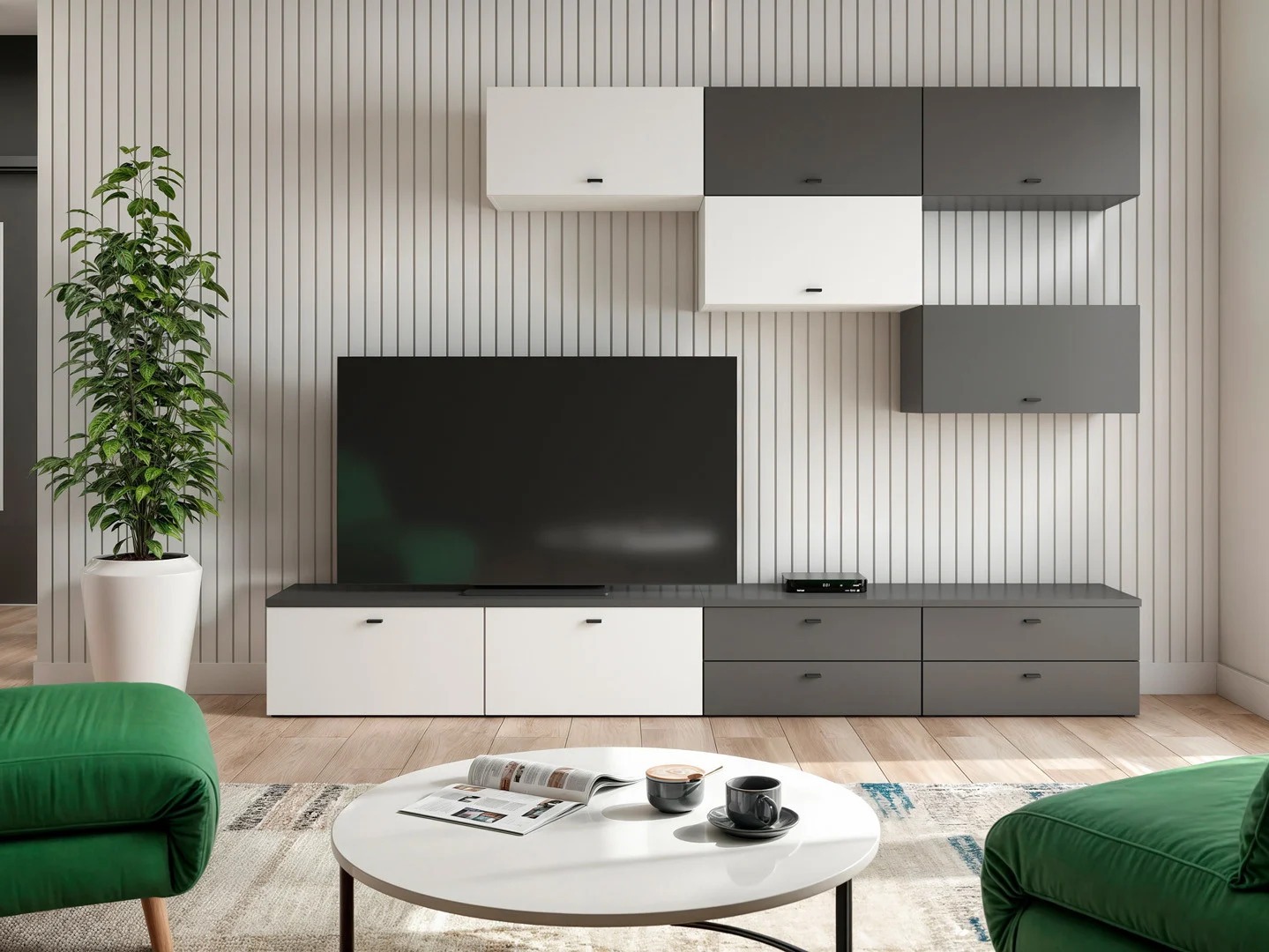 Living room set Merciru 111 (Graphite + White)