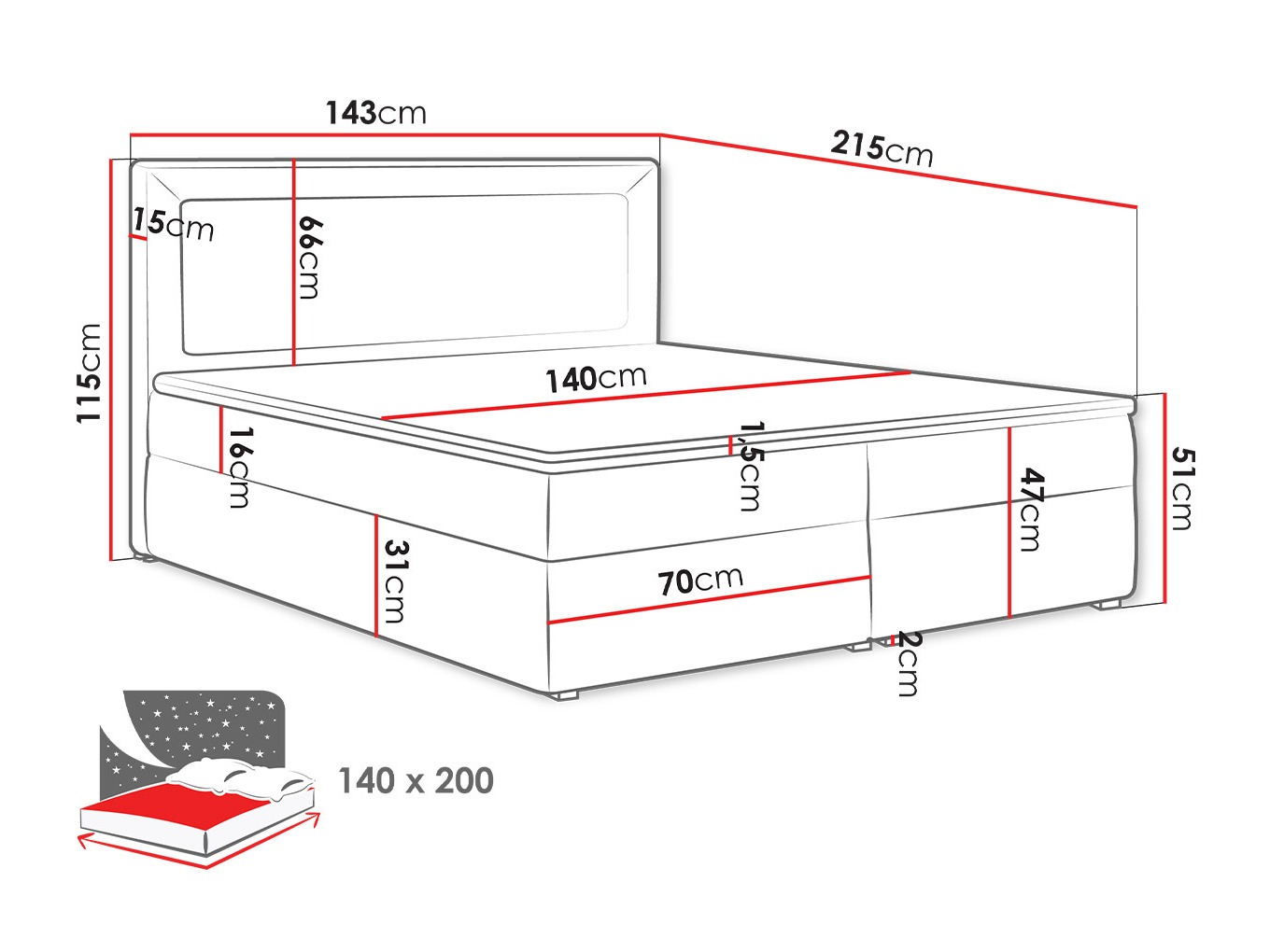 Continental bed Pomona 112 (Victoria 14 863)