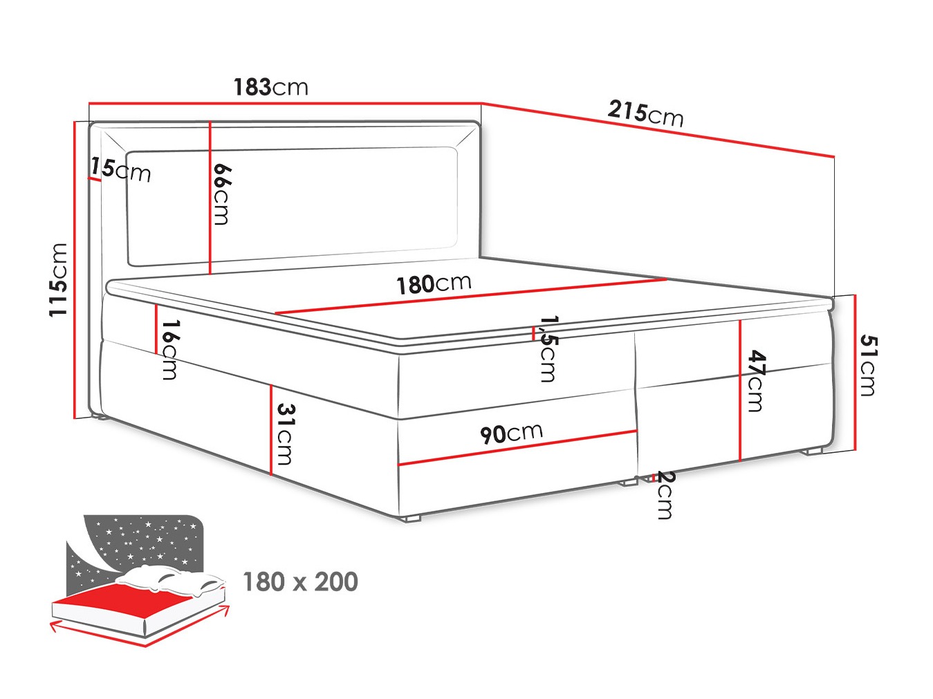 Continental bed Pomona 112 (Victoria 14 863)