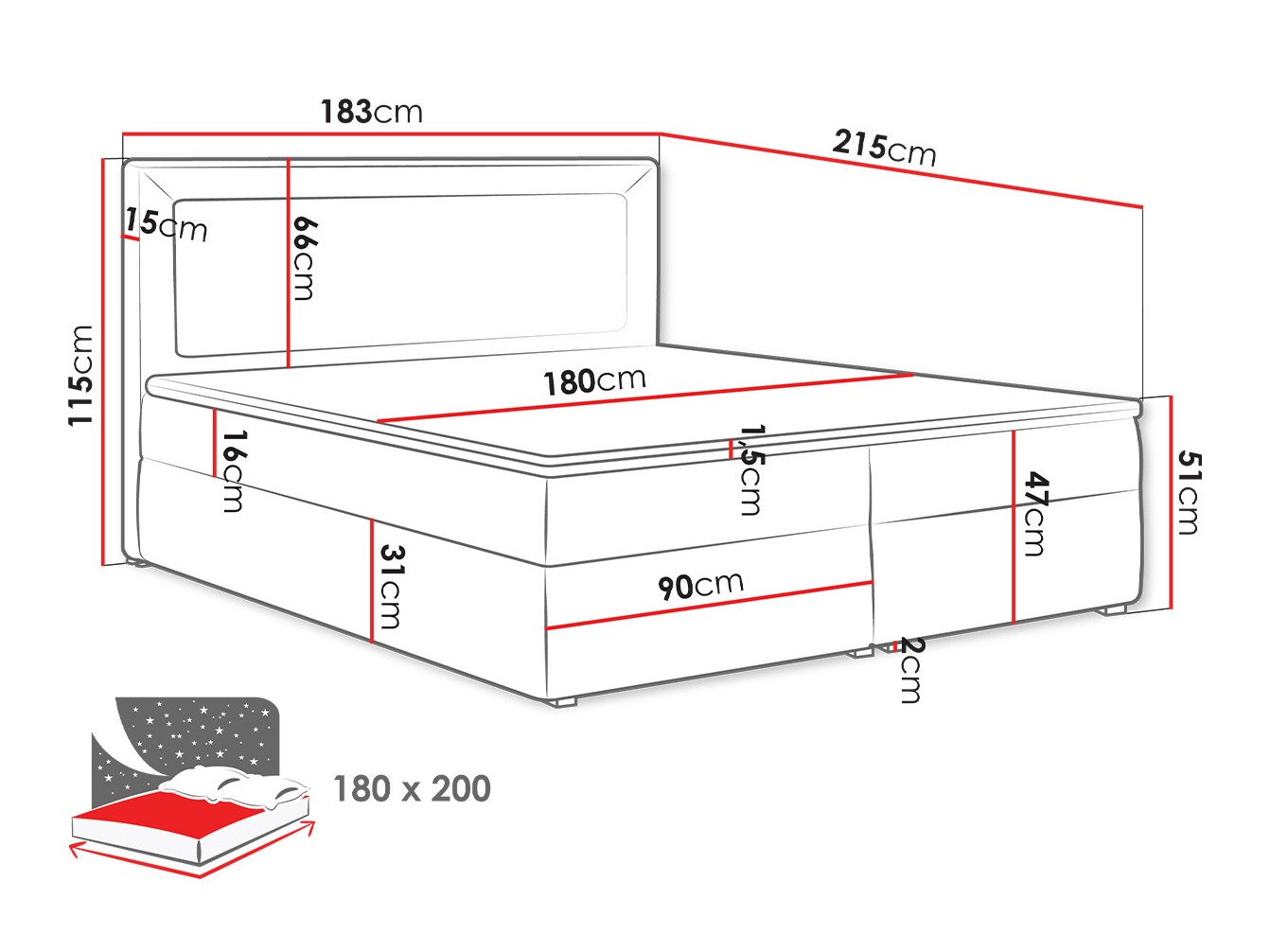 Continental bed Pomona 112 (Victoria 14 865)