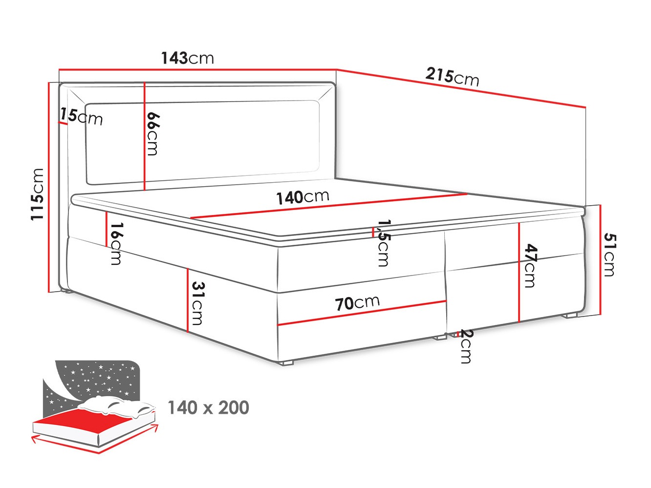 Continental bed Pomona 112 (Victoria 14 866)