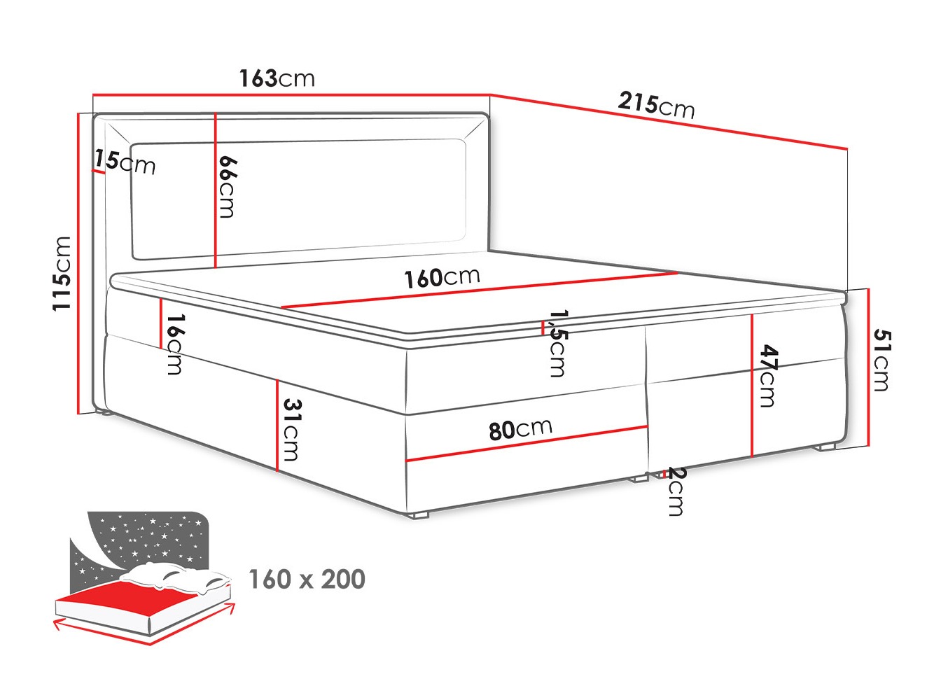 Continental bed Pomona 112 (Victoria 14 867)