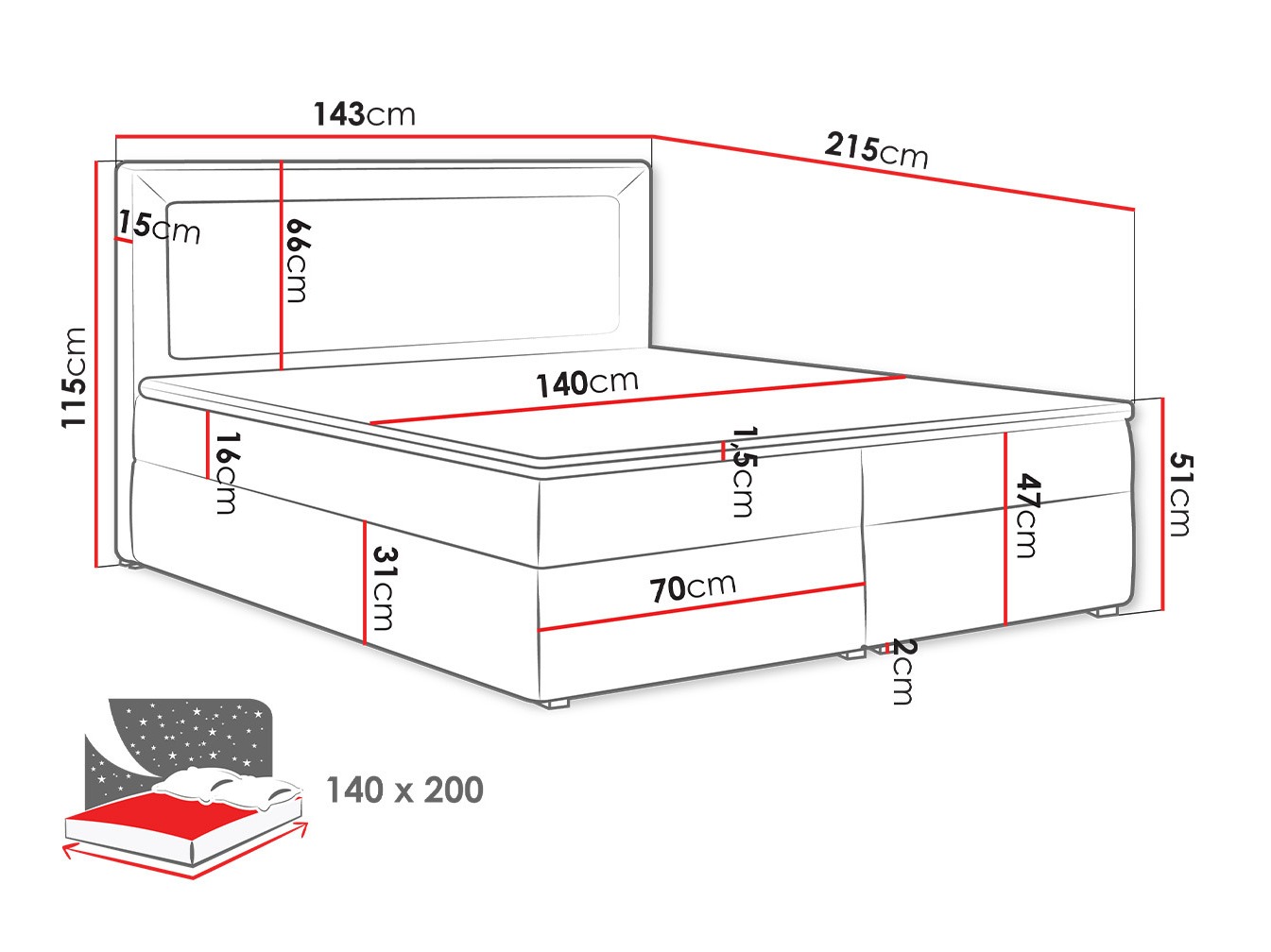 Continental bed Pomona 112 (Victoria 14 869)