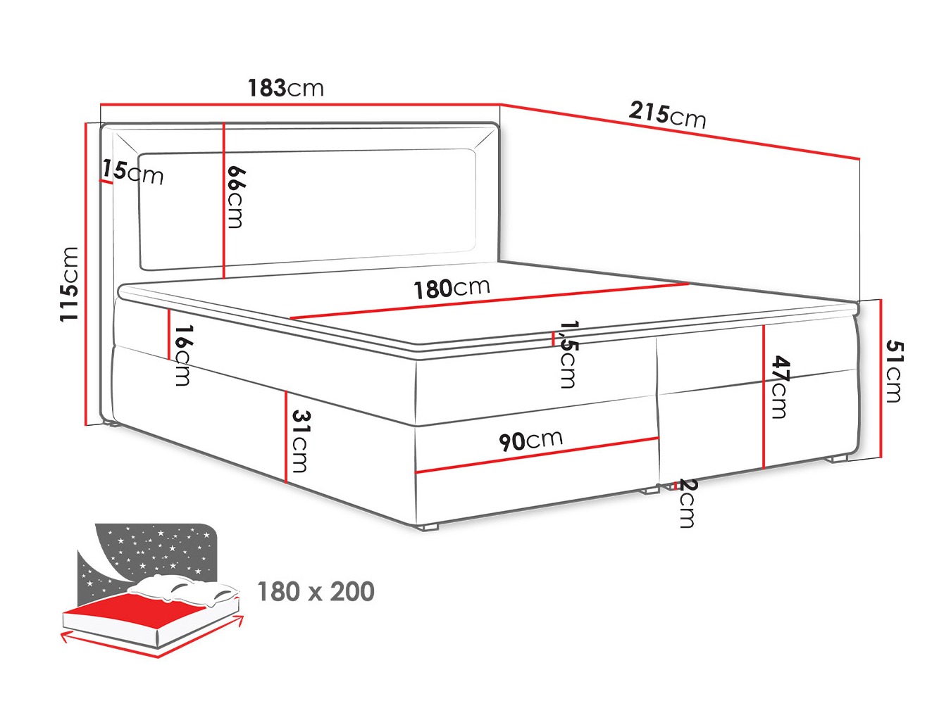 Continental bed Pomona 112 (Victoria 14 869)
