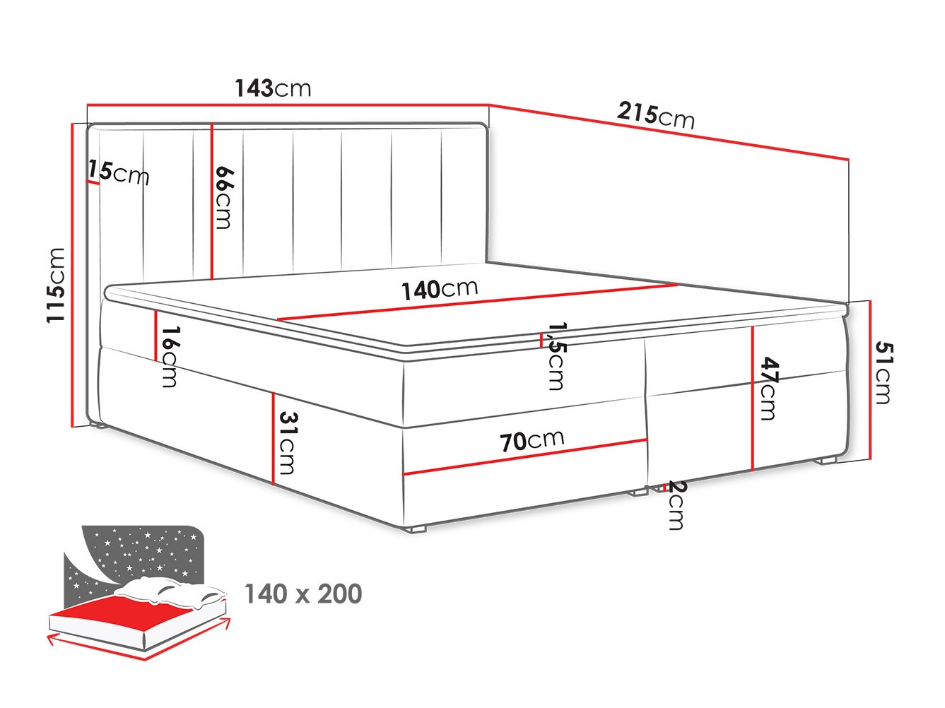 Continental bed Pomona 116 (Magic velvet 2216)