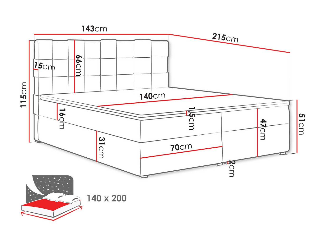 Continental bed Pomona 117 (Kronos 02)