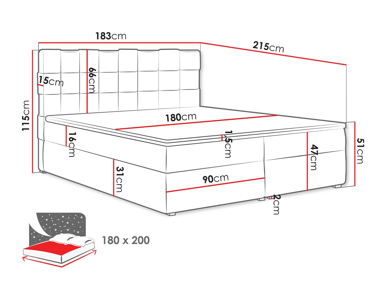 Continental bed Pomona 117 (Kronos 22)