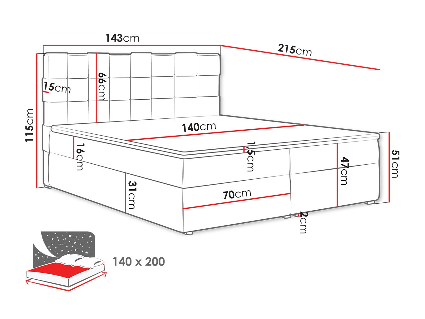 Continental bed Pomona 117 (Kronos 22)