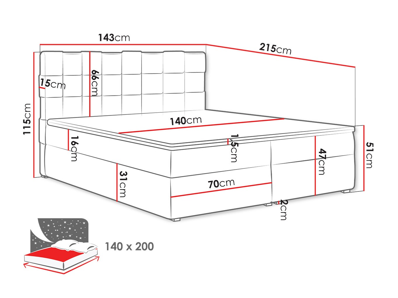 Continental bed Pomona 117 (Kronos 35)