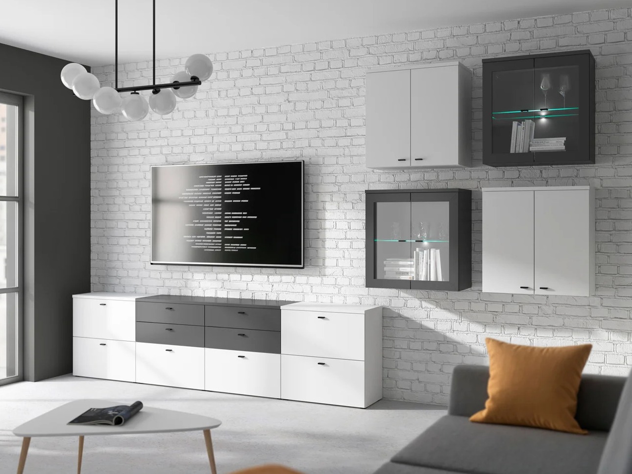 Living room set Merciru 114 (White + Graphite)