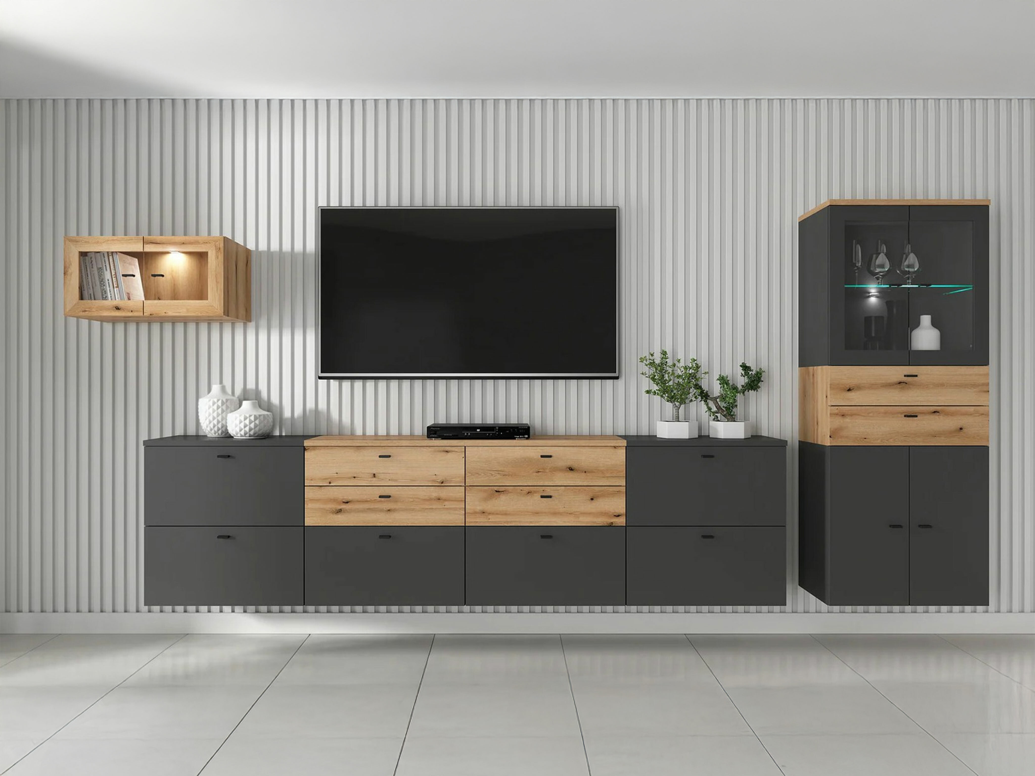 Living room set Merciru 115 (Graphite + Oak)