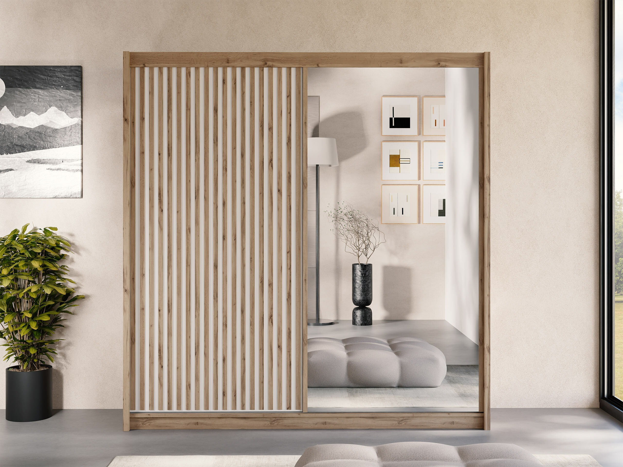 Wardrobe Gemes (Cashmere + Wotan Oak)