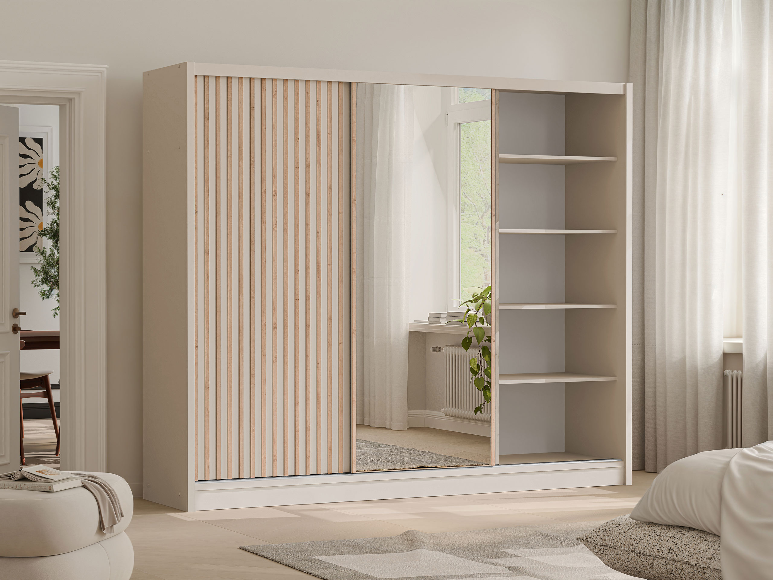 Wardrobe Gemes I (Cashmere + Wotan Oak)