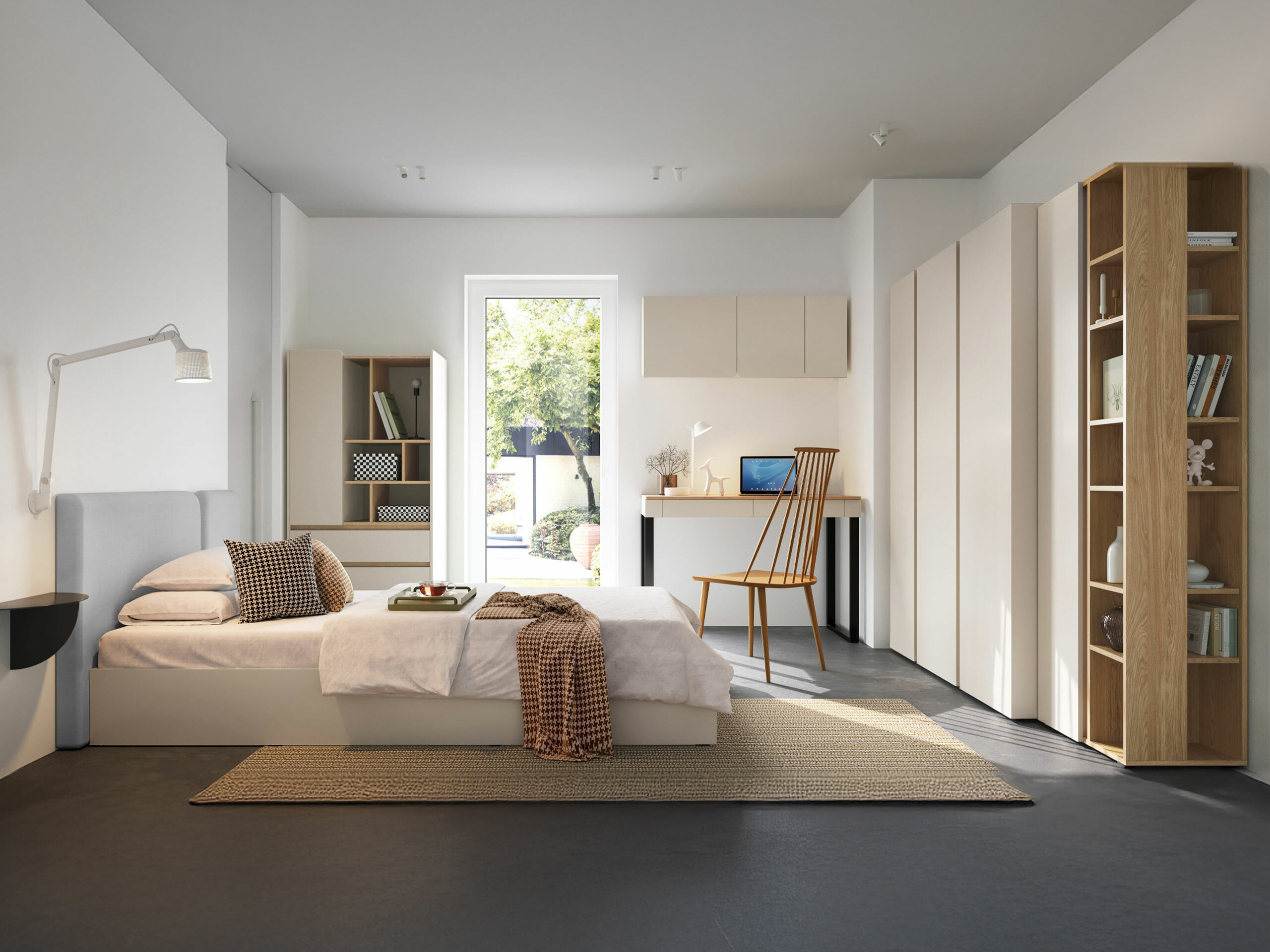 Bed Fiosono 112 (Beige + Light oak)