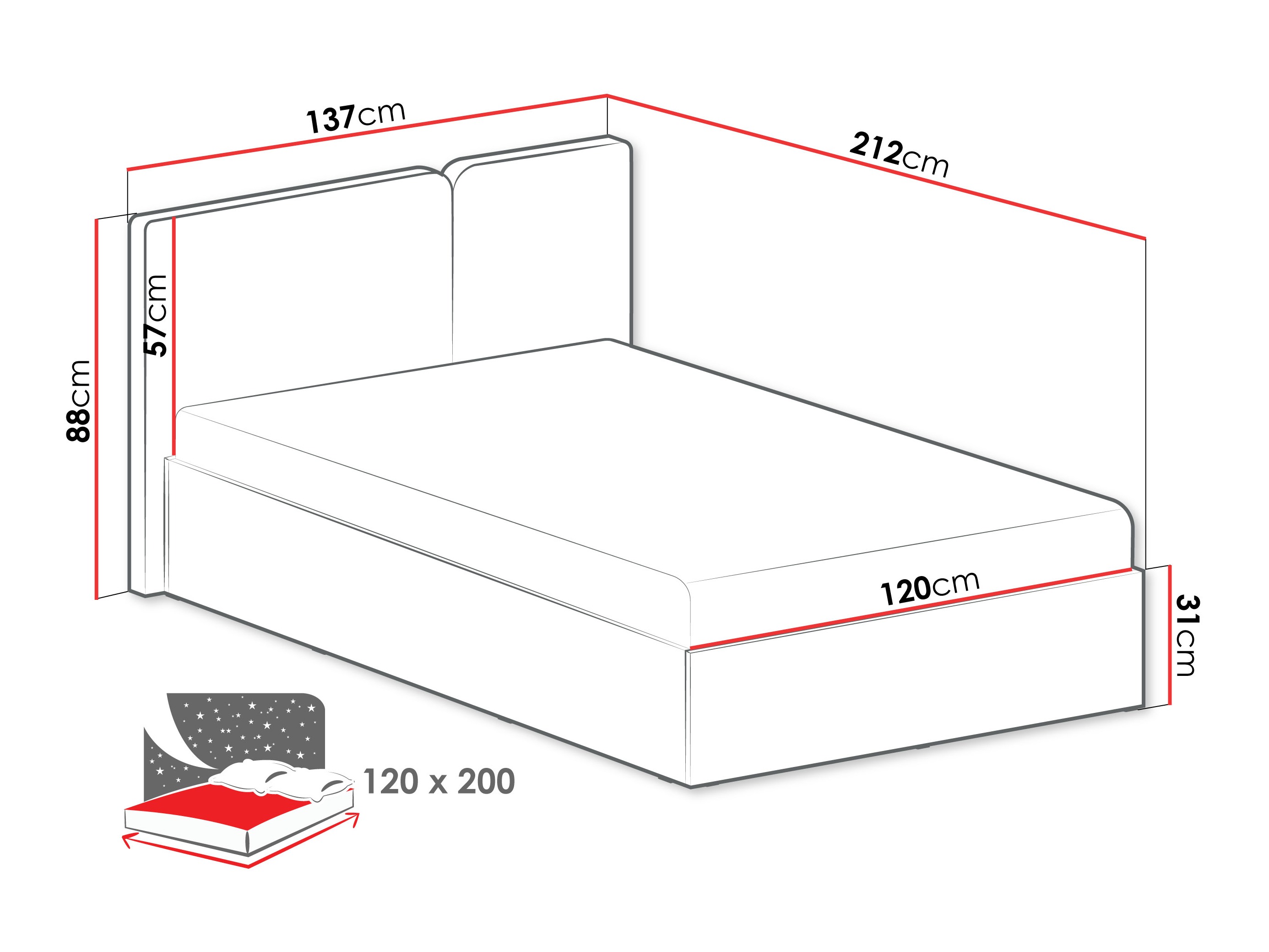 Bed Fiosono 112 (Beige + Light oak)