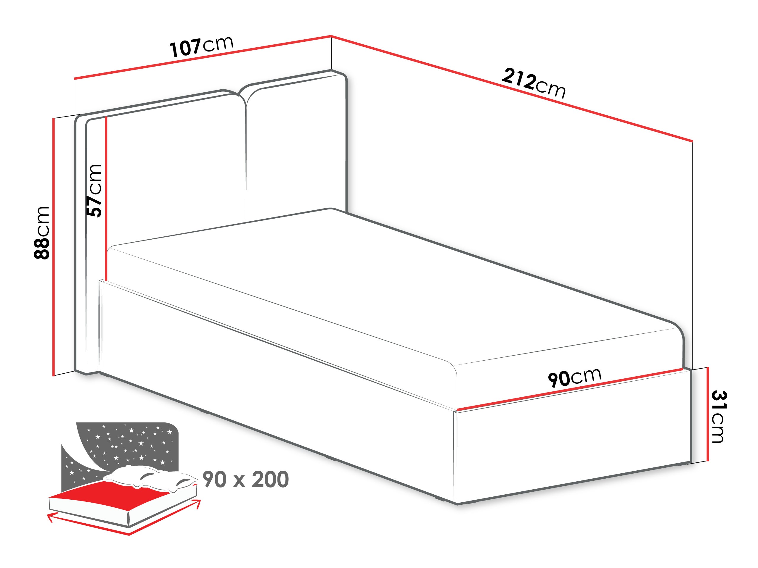 Bed Fiosono 112 (Eucalyptus + Oak)