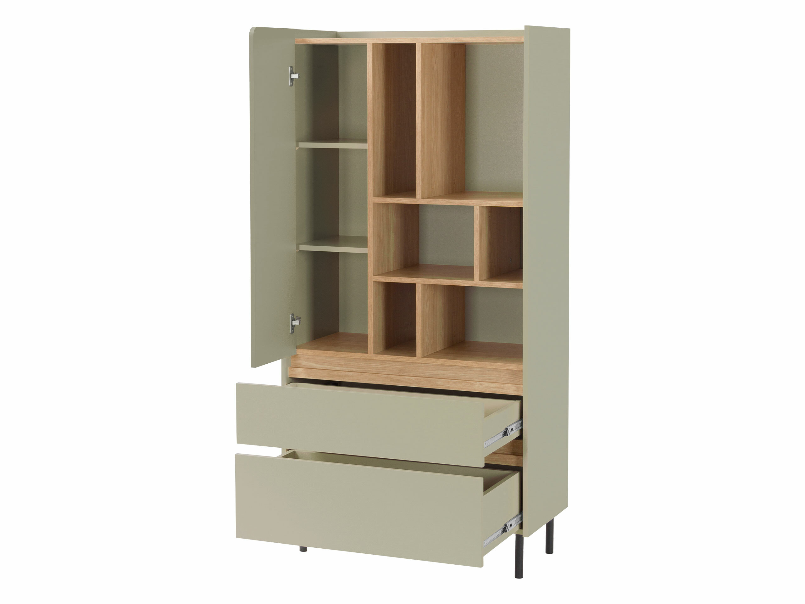 Bookcase Fiosono 105 (Dusty green + Oak)