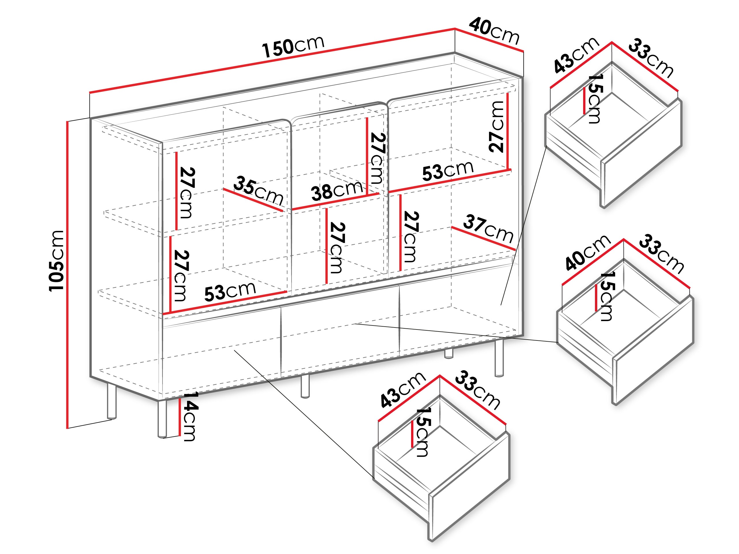 Chest of drawers Fiosono 106 (Beige + Light oak)