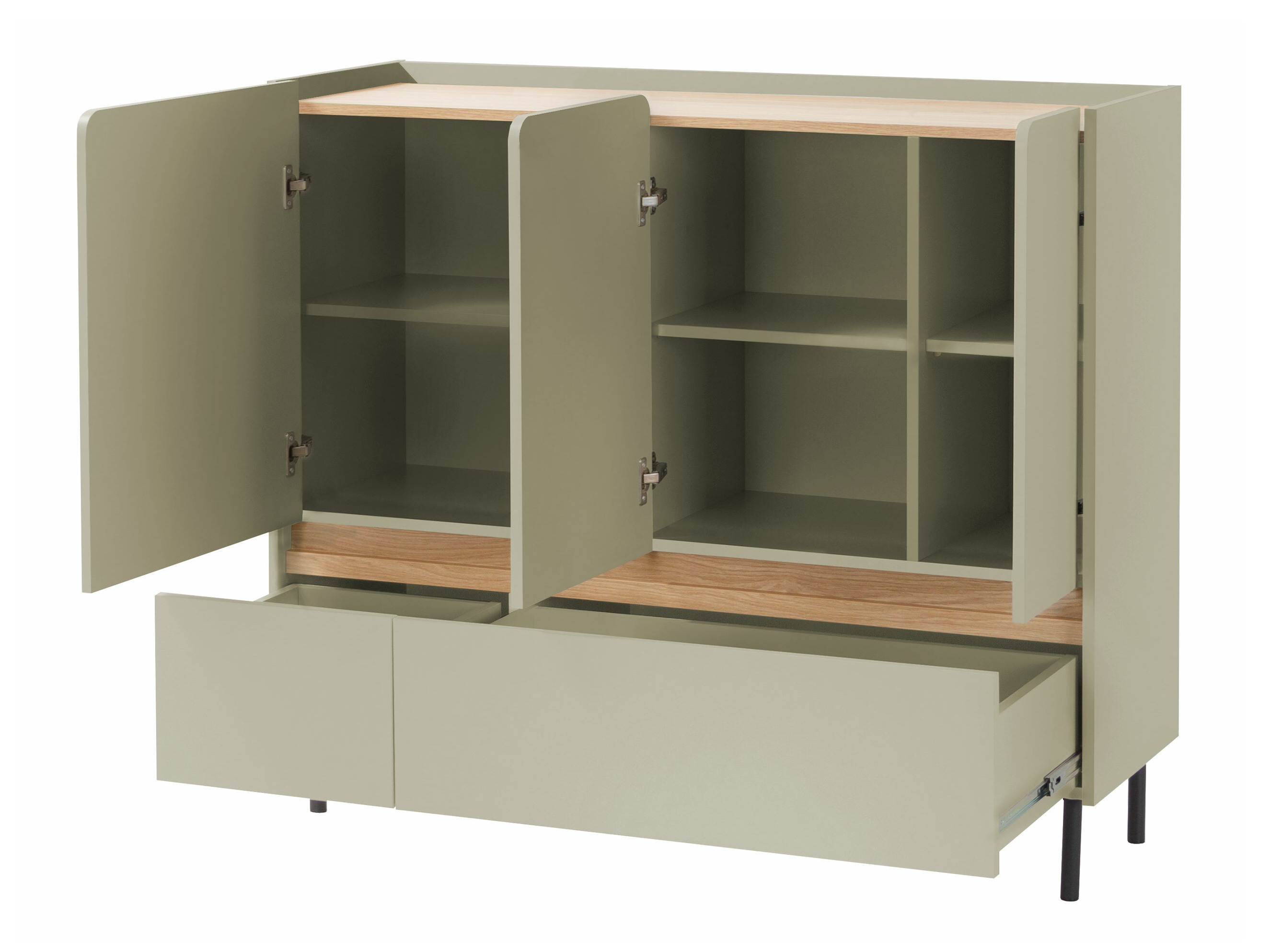 Chest of drawers Fiosono 106 (Dusty green + Oak)