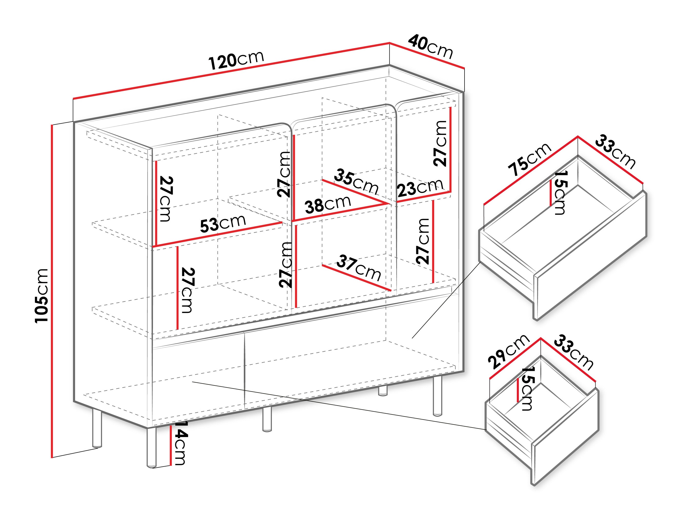 Chest of drawers Fiosono 107 (Beige + Light oak)
