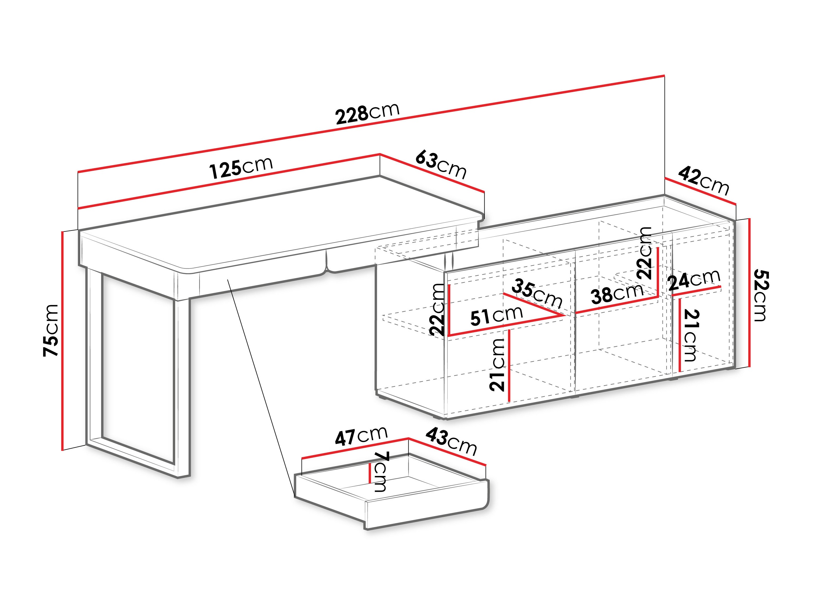 Corner desk Fiosono 110 (Beige + Light oak)