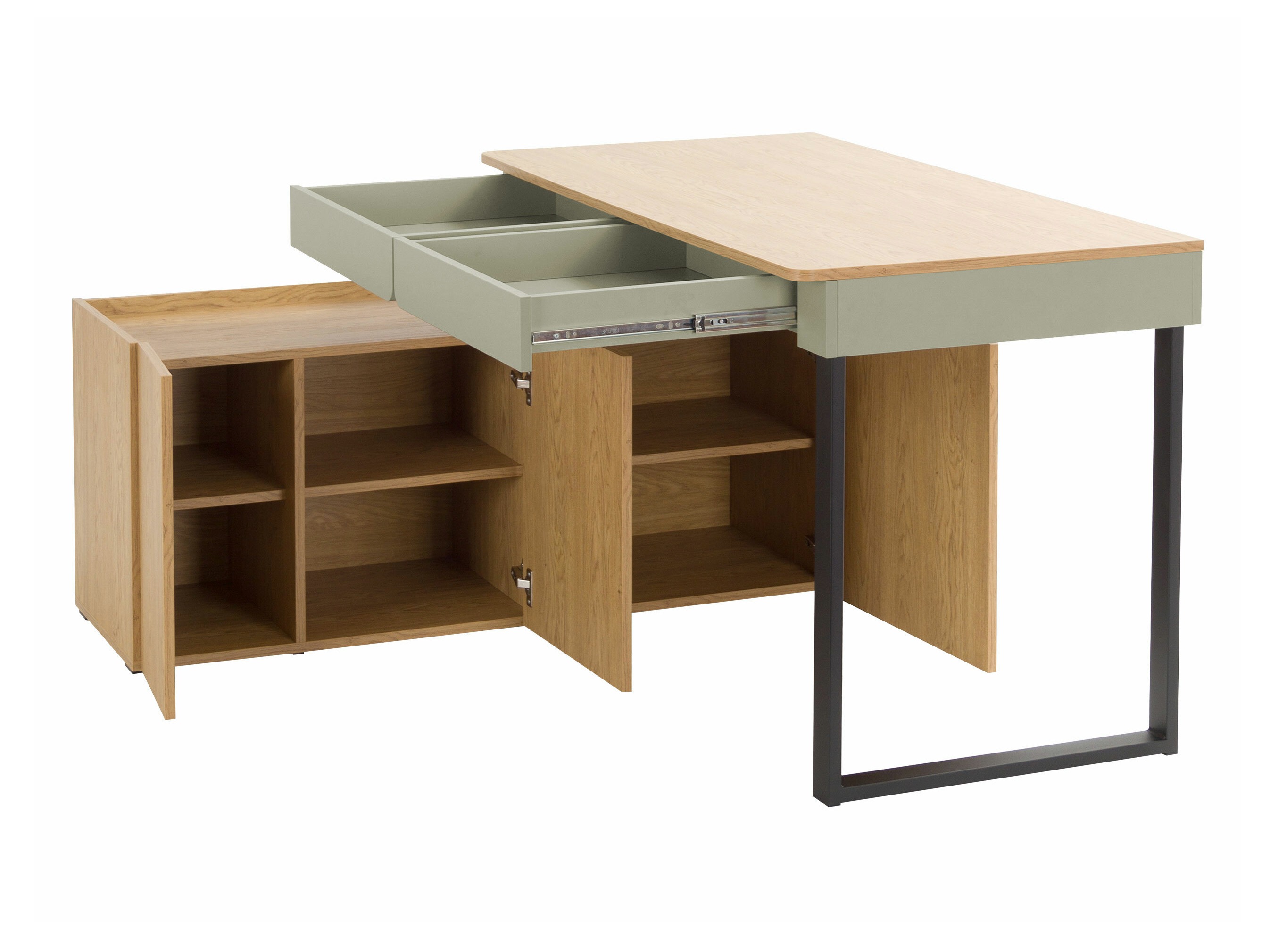 Corner desk Fiosono 110 (Beige + Oak)