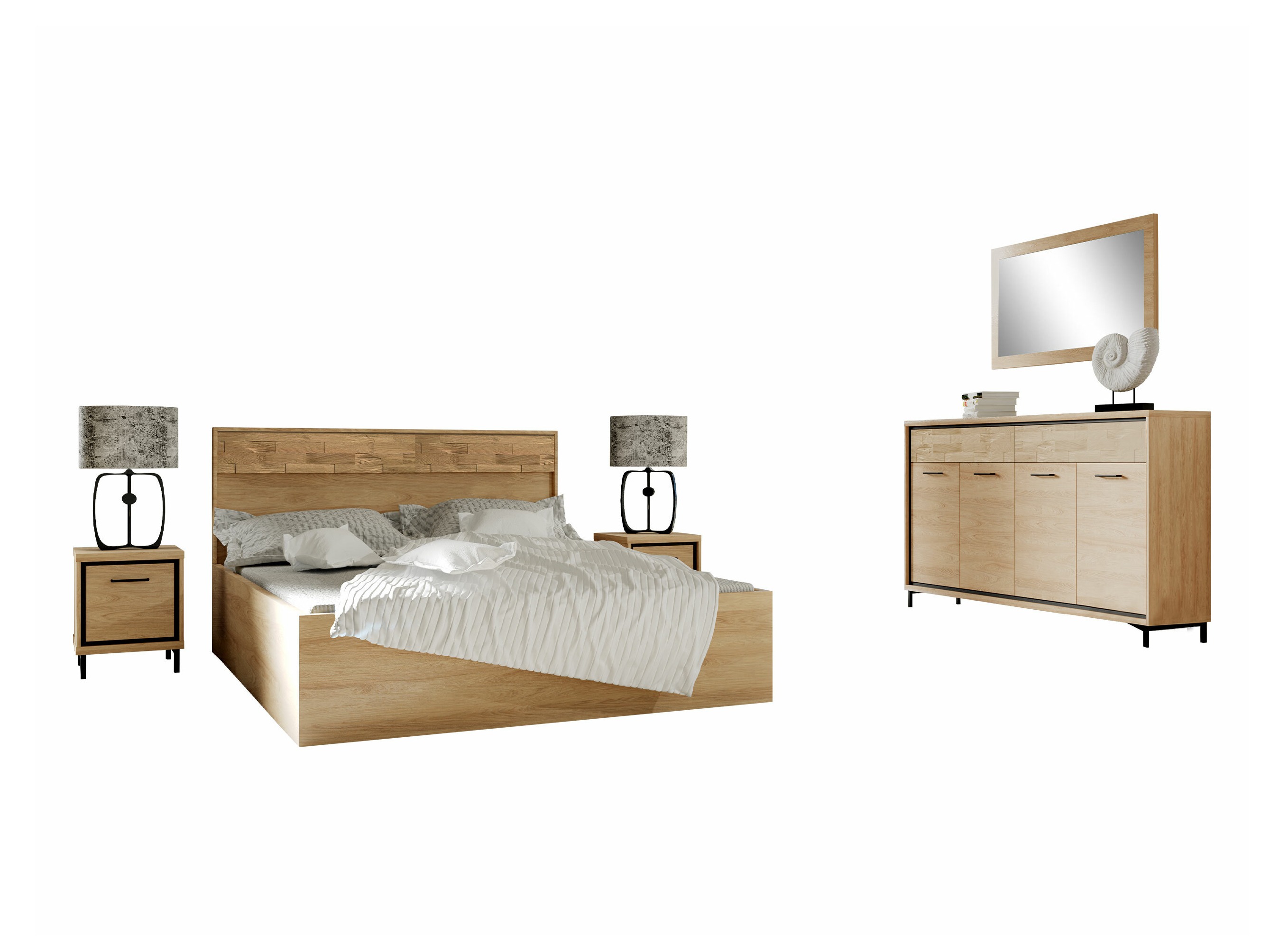 Bedroom set Etrmoni 122 (Light wood + Oak)