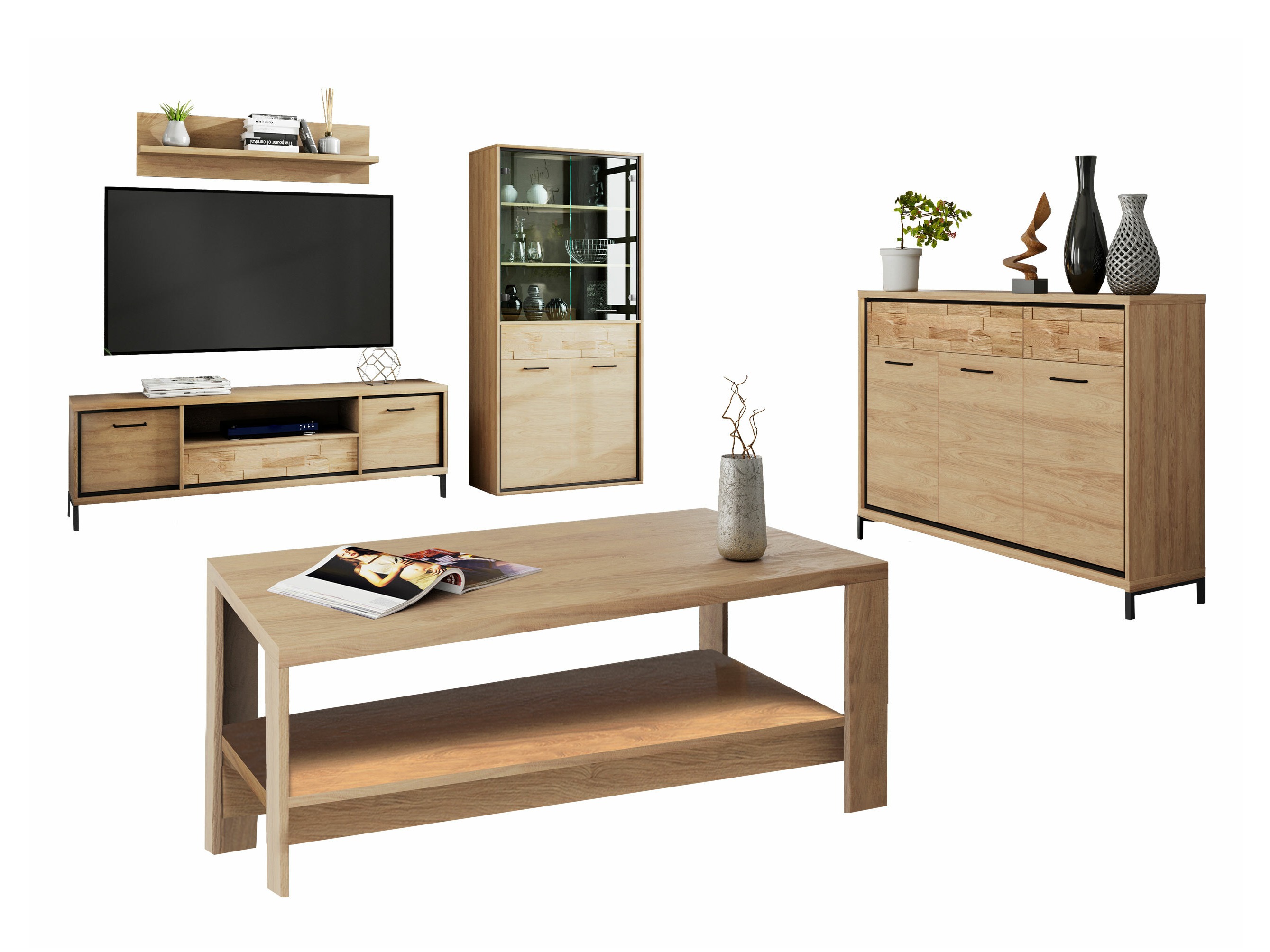 Living room set Etrmoni 118 (Light wood + Oak)