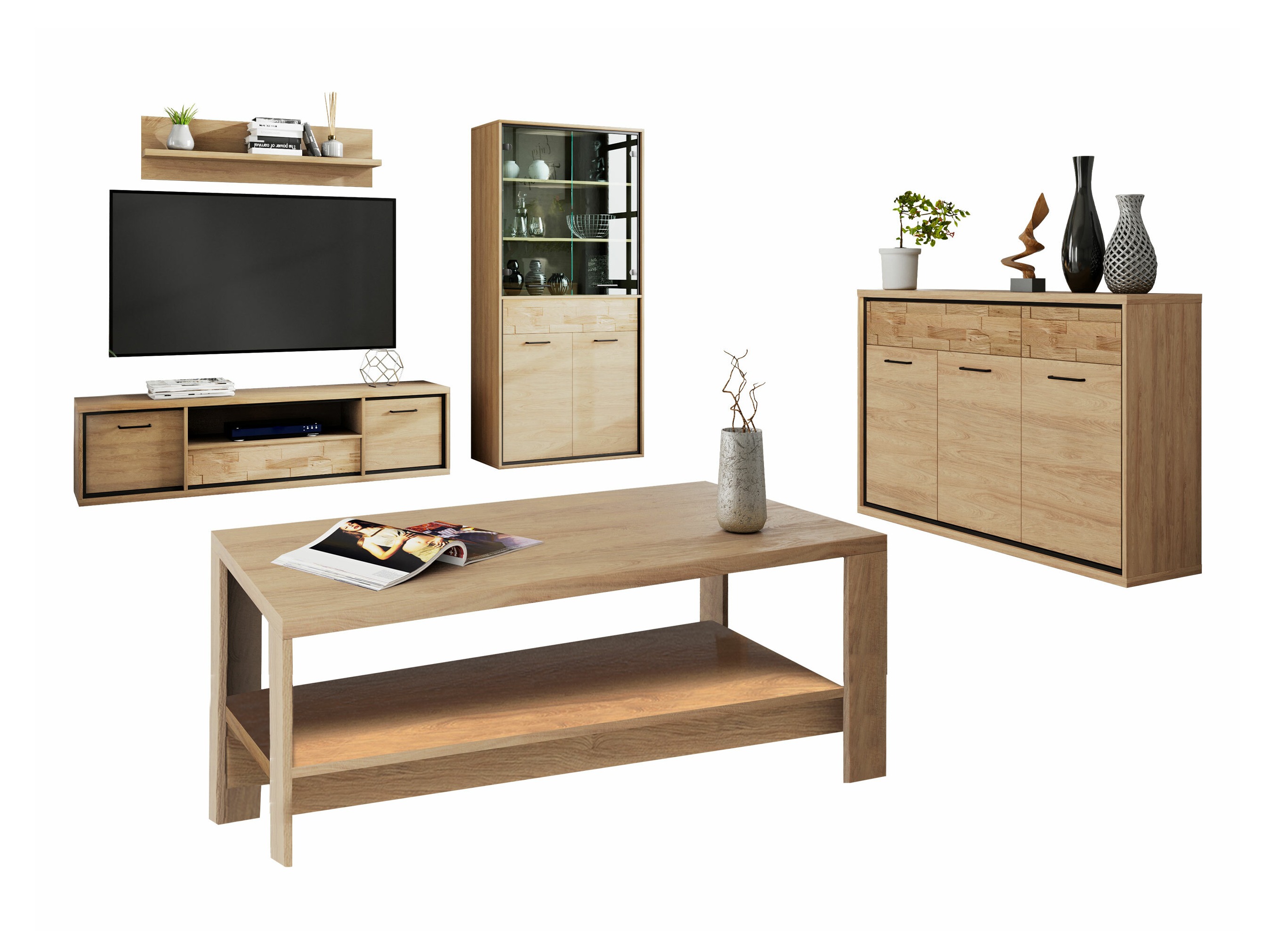 Living room set Etrmoni 118 (Light wood + Oak)