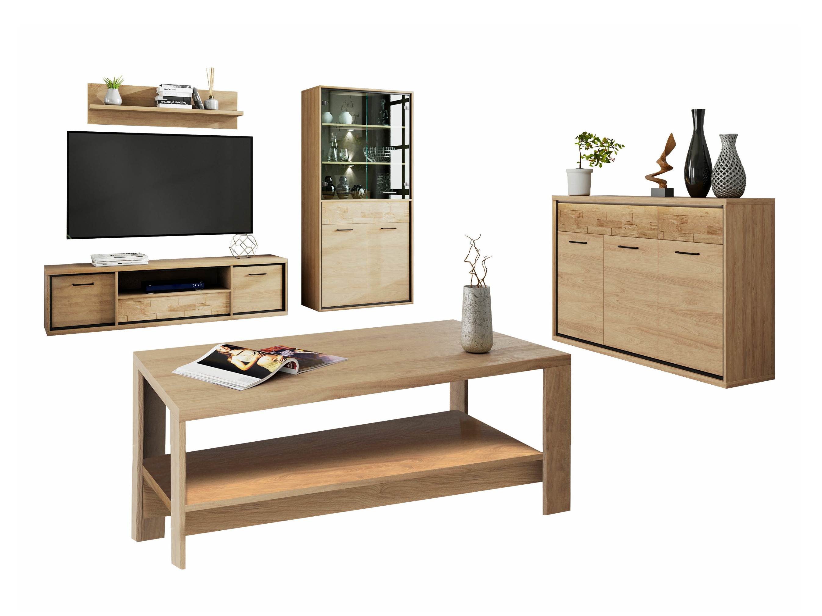 Living room set Etrmoni 118 (Light wood + Oak)