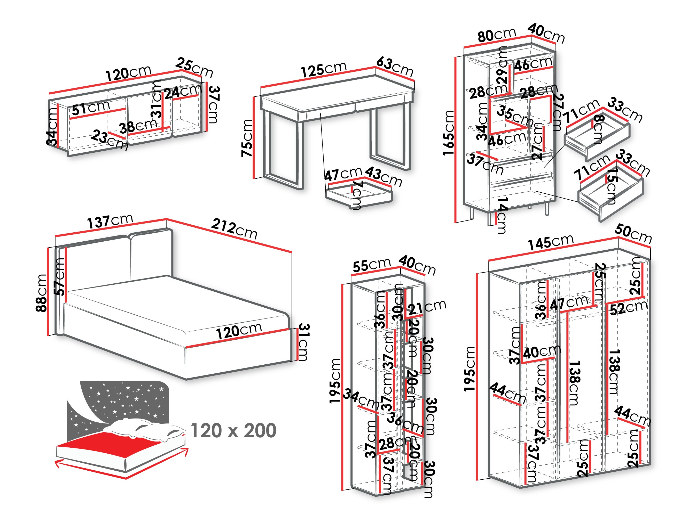 Bedroom set Fiosono 113 (Dusty green + Oak)