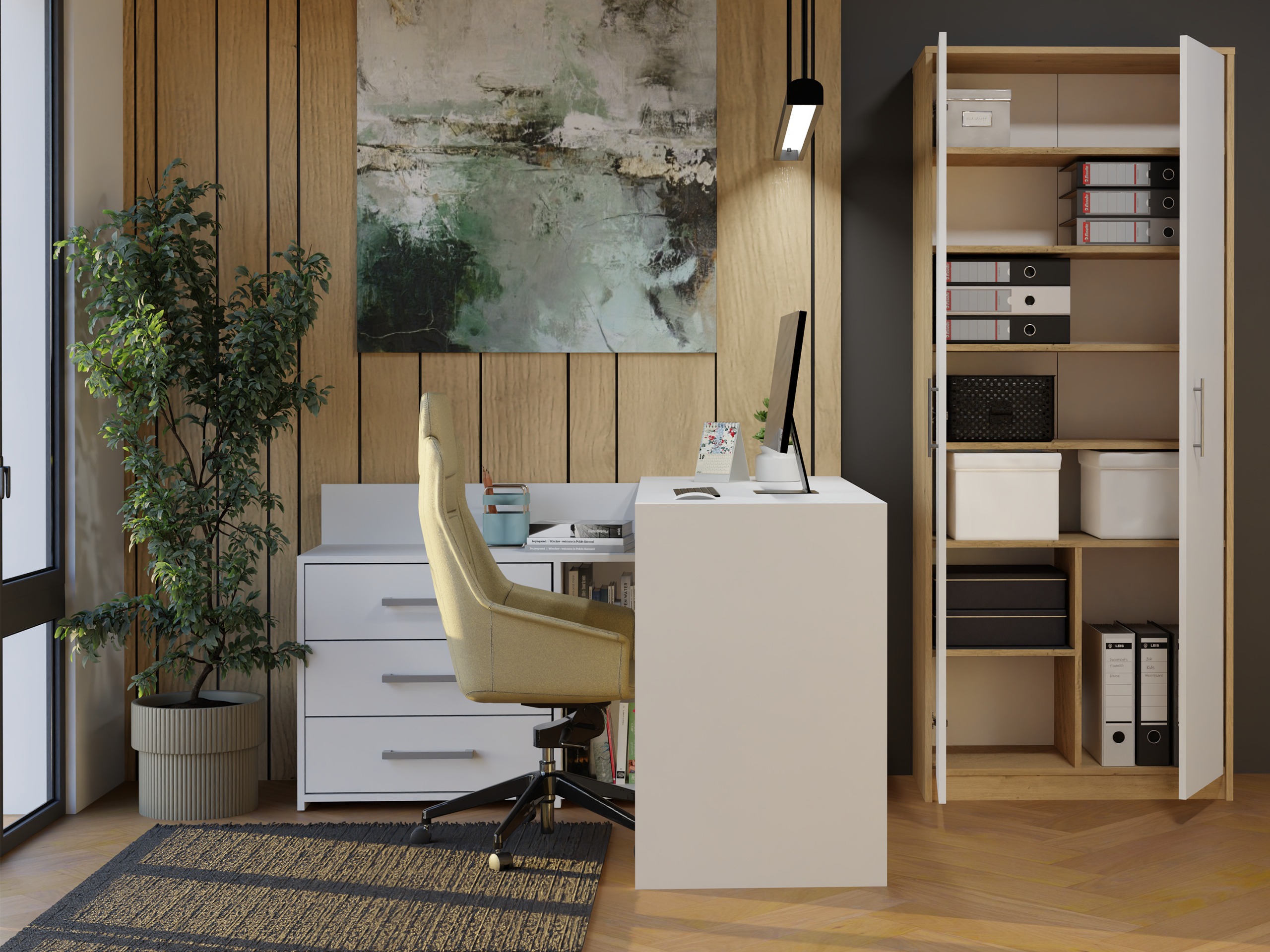 Bookcase Mandeville 196 (Artisan oak + White)