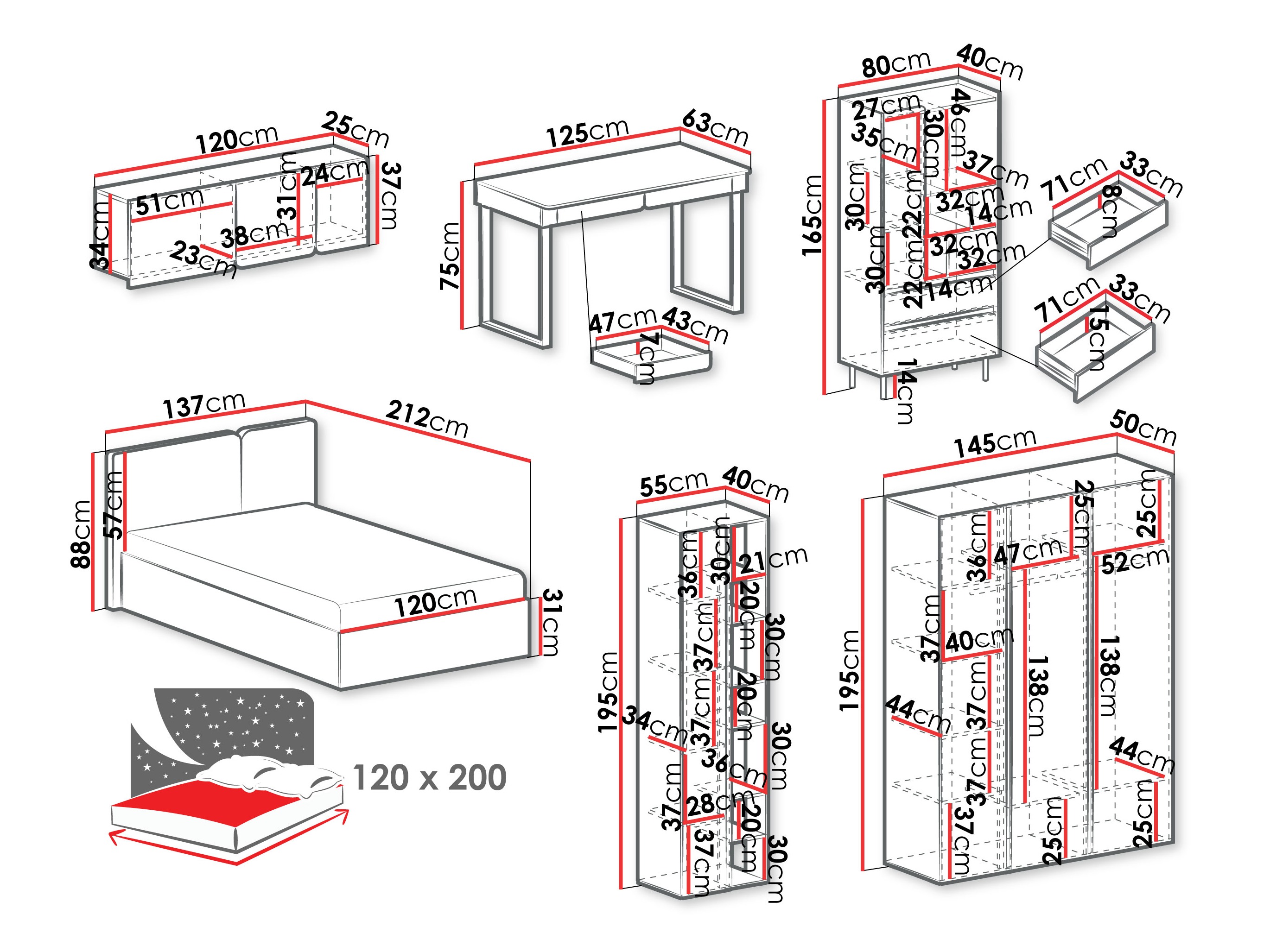 Furniture set Fiosono 114 (Beige + Light oak)