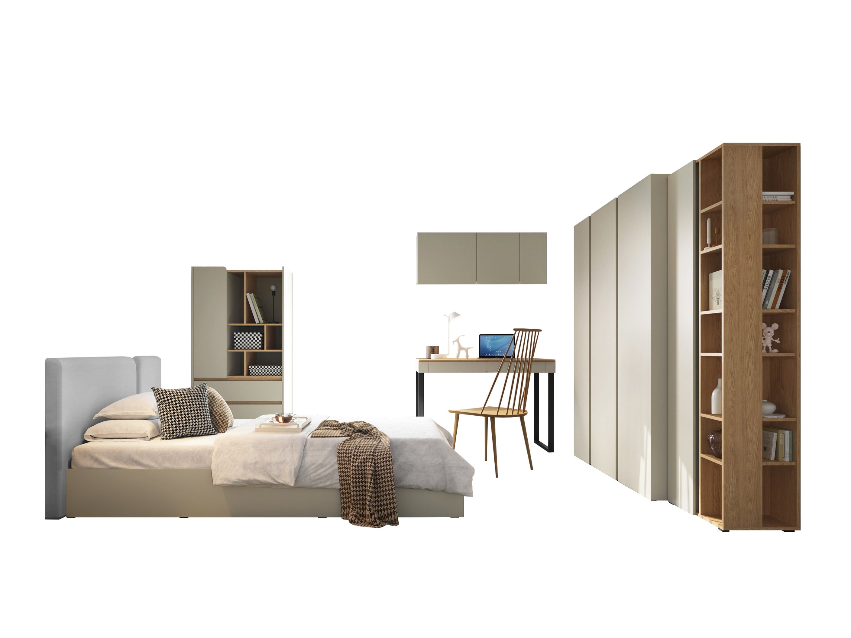 Furniture set Fiosono 114 (Dusty green + Oak)