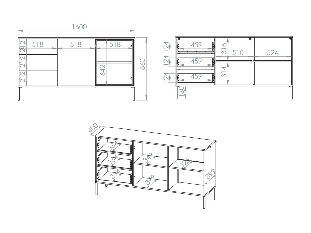 Chest of drawers Virsalo 101 (Cashmere)
