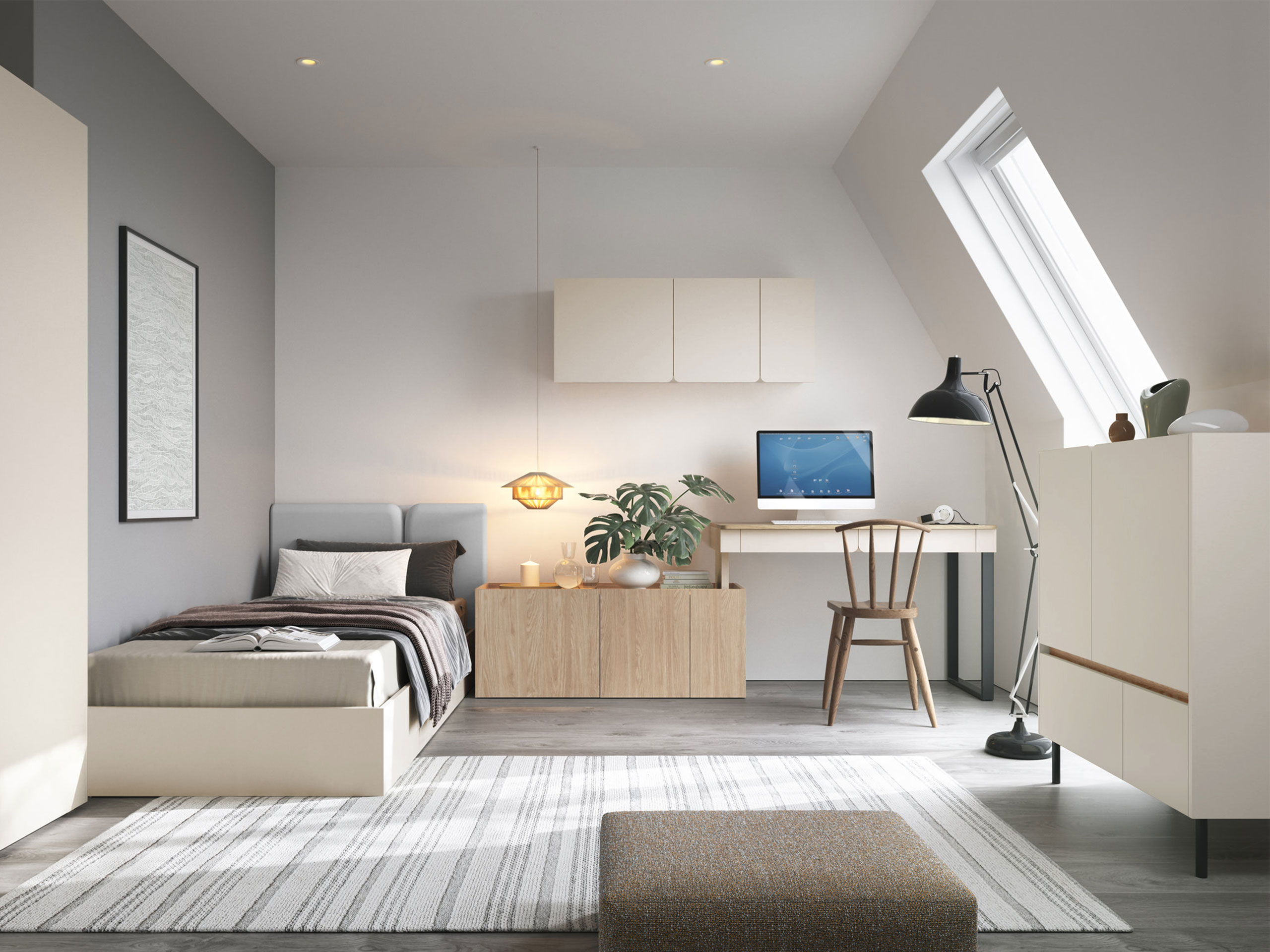 Furniture set Fiosono 115 (Beige + Oak)